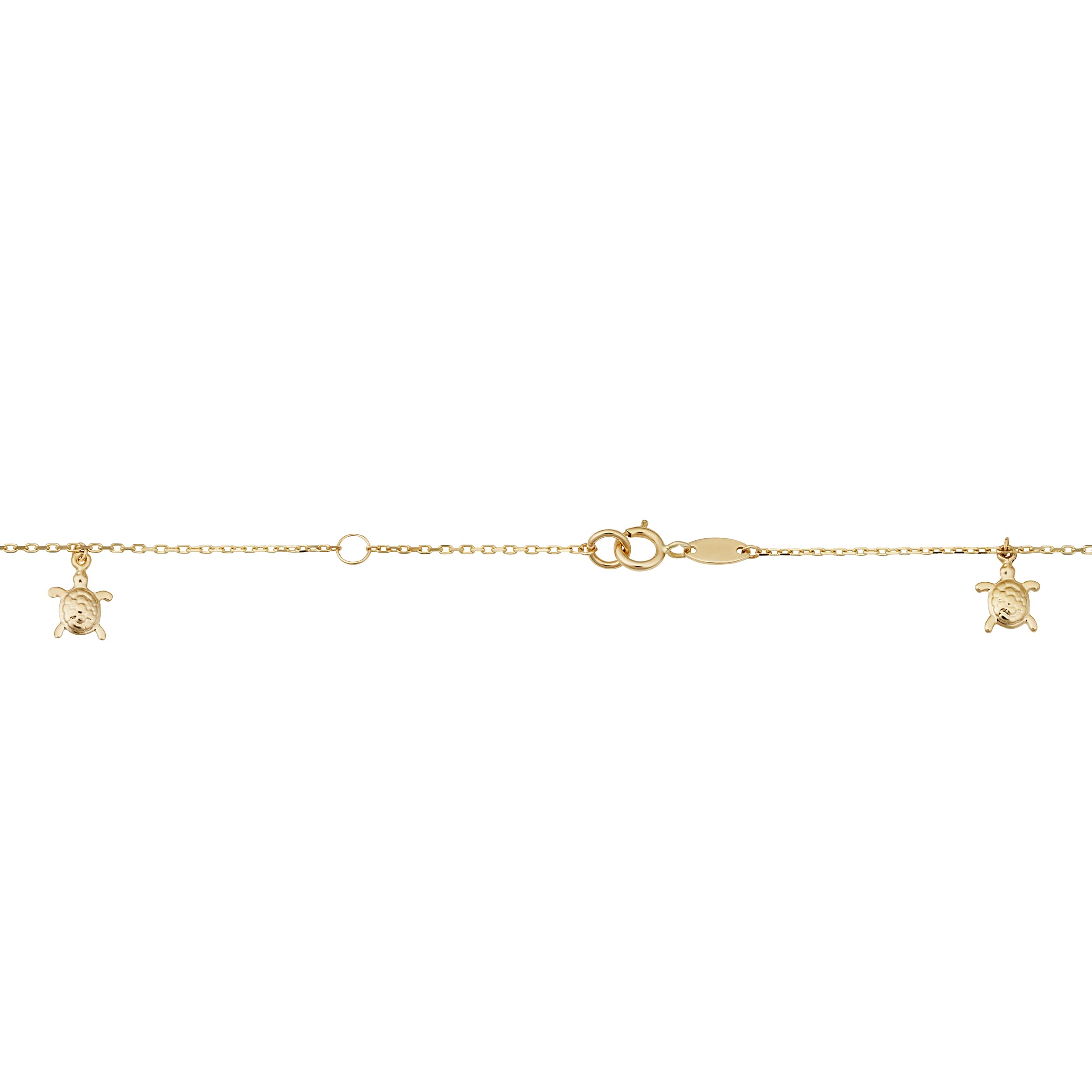 14K Yellow Gold Turtle Charm Adjustable Anklet Bracelet - 9 to 10 Inch Adjustable Length - Perfect for Beach Vacations, Summer Outfits & Boho Jewelry Collection
