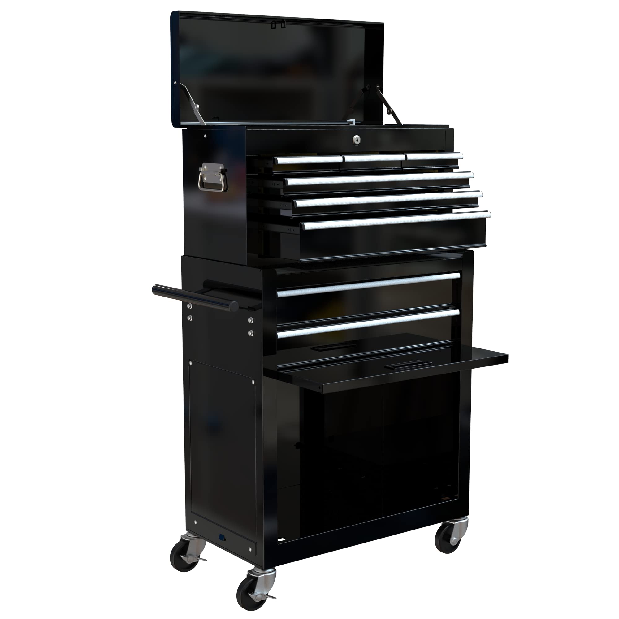 8-Drawer Rolling Tool Chest Cabinet - Heavy Duty High Capacity Tool Storage with Locking System, Removable Organizer & Smooth Sliding Drawers - 4-Wheel Mobile Tool Box for Garage, Workshop, Warehouse (Black) - Perfect for Mechanics, DIY Enthusiasts & Professional Contractors