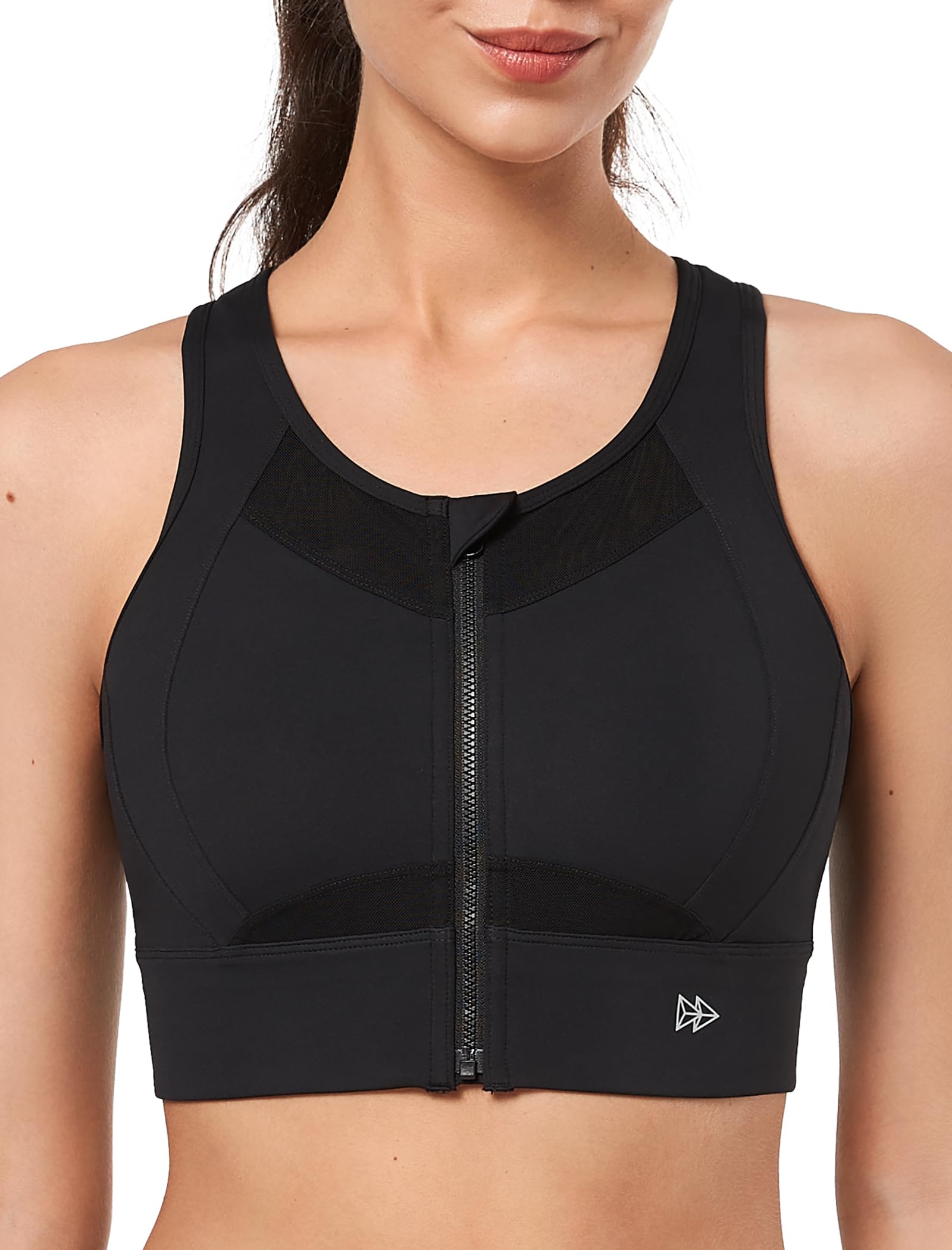 Yvette High Impact Sports Bras for Women - Zip Front Closure, Large Bust Support for Running, Workout & Gym - Perfect for High-Intensity Training & Active Lifestyles