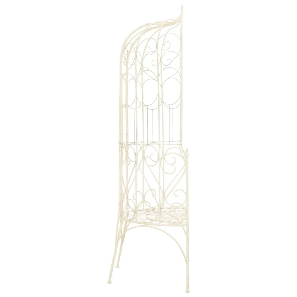 Antique White Iron Garden Arch with Bench - Outdoor Wedding & Party Decor for Lawn, Backyard, and Garden Ceremonies | Perfect for Romantic Events, Photo Backdrops, and Outdoor Seating