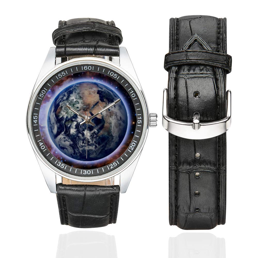 Starry Night Sky Galaxy Men's Waterproof Stainless Steel Watch with Leather Strap - Black | Perfect for Outdoor Adventures, Casual Wear & Gift Giving