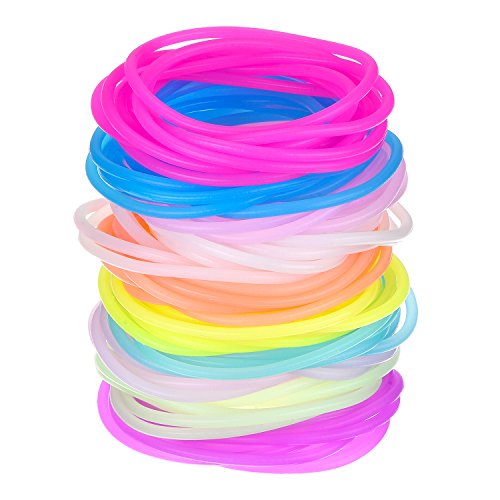 100-Piece Multicolor Silicone Jelly Bracelets & Hair Ties for Women and Girls - Non Luminescent Fashion Accessories for School, Parties, and Everyday Wear