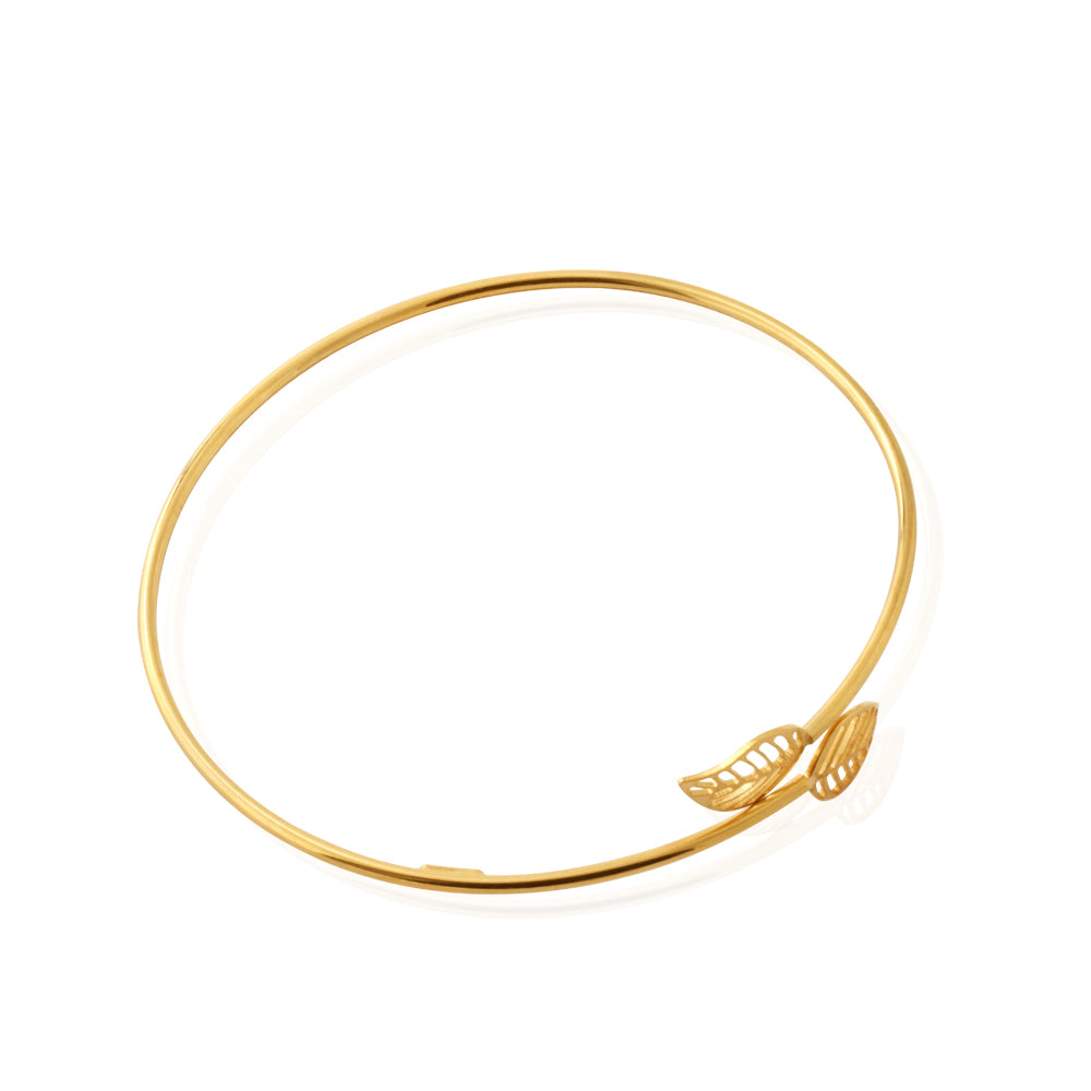 9ct Gold Silver Filled Leaf Bangle Bracelet for Women - Elegant Nature-Inspired Jewelry for Everyday Wear & Special Occasions