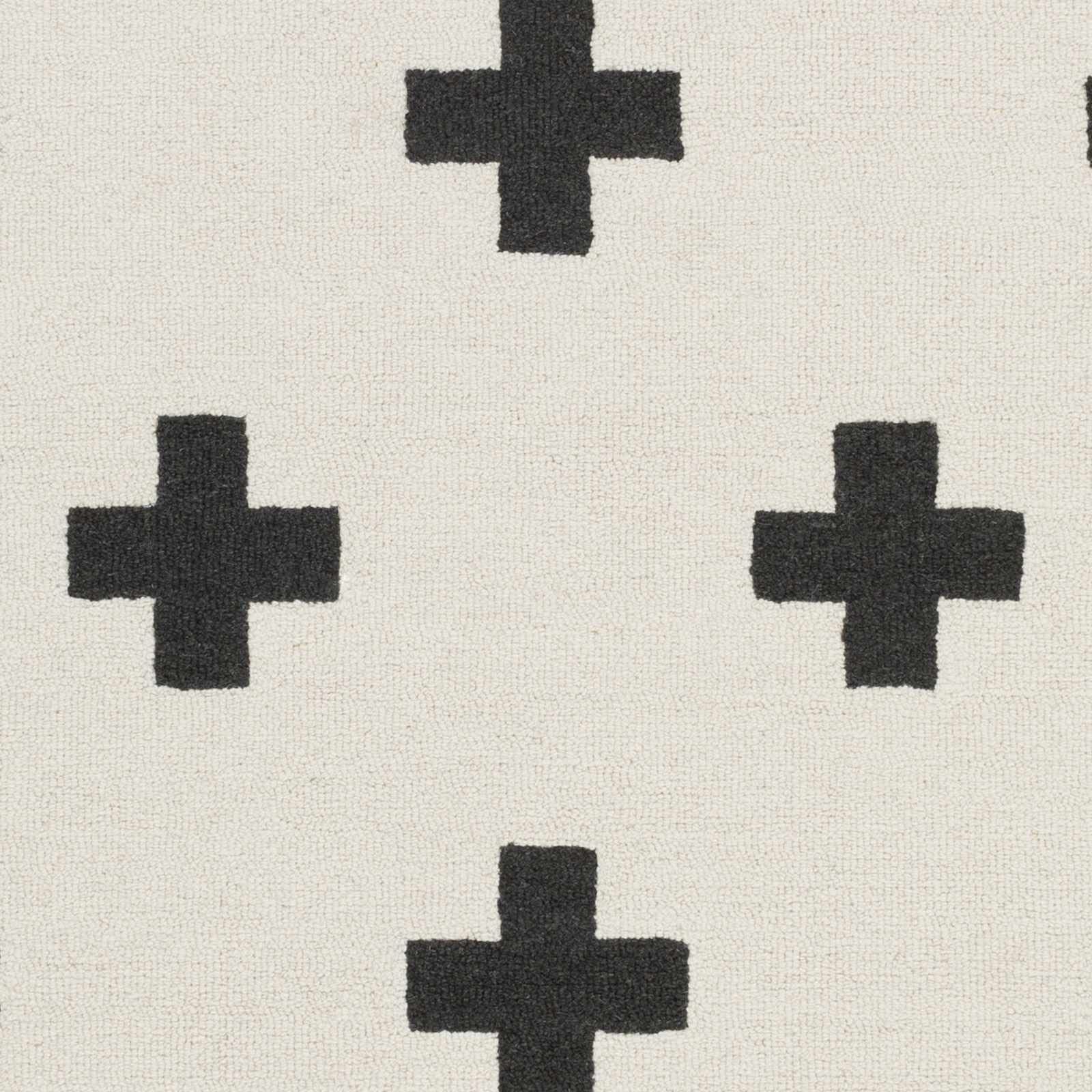 Hauteloom Meltham Wool Area Rug for Living Room & Bedroom - Modern Black Ivory 2x3 Feet - Soft & Durable Home Decor for Cozy Spaces