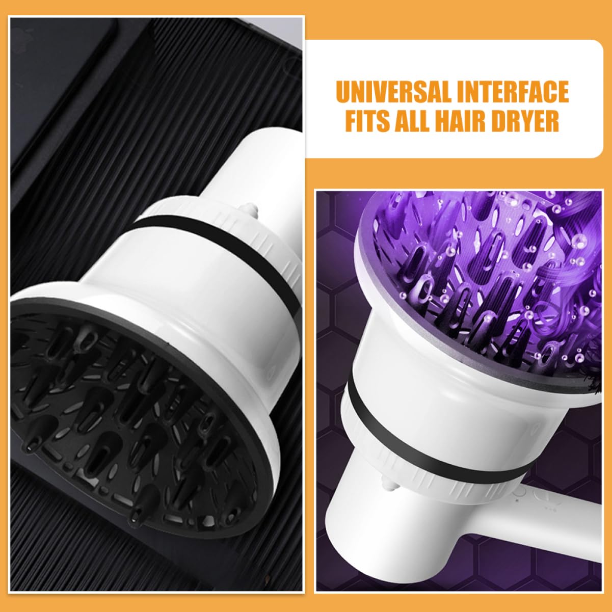 Universal Hair Dryer Diffuser Attachment for Curly Hair - Styling Nozzle & Sock Accessory for All Hair Dryers | Perfect for Salon, Home & Travel Use
