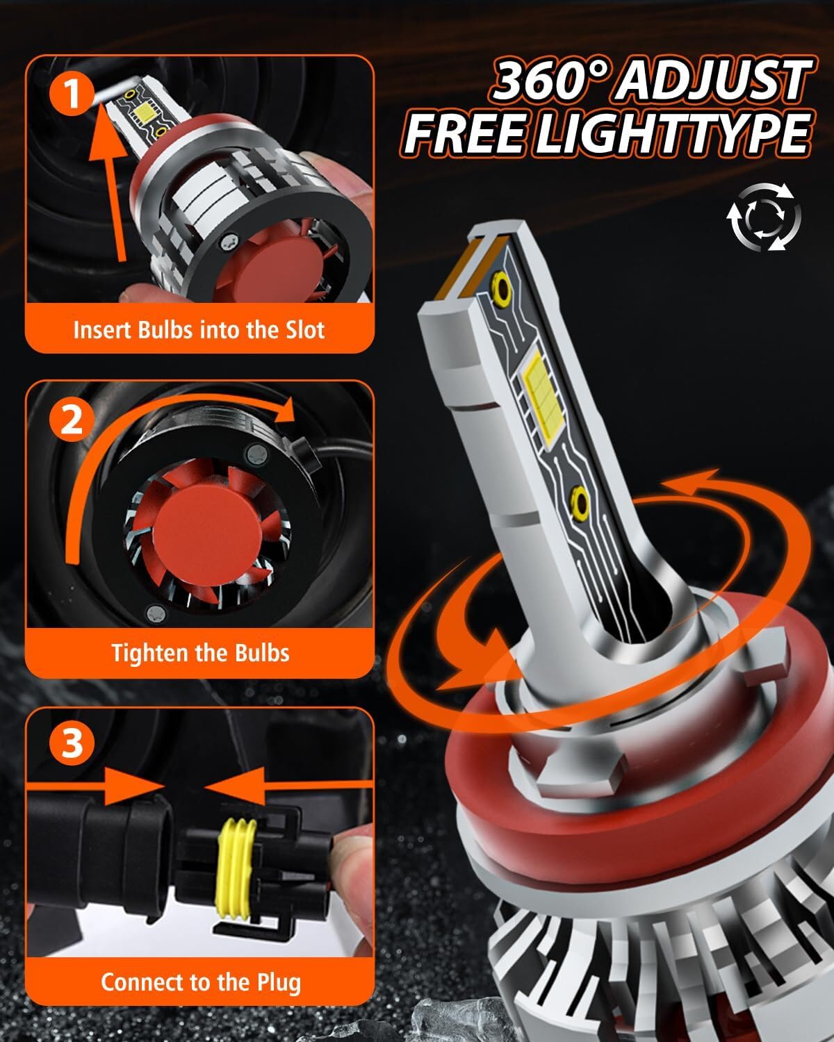 9005 H11 LED Bulb Combo Pack of 4 - 40000LM Super Bright 600% Upgraded Headlight Bulbs - H8/H9/HB3 6500K Cool White Fog Lights - 1:1 Size with Cooling Fan - IP68 Waterproof & Plug-N-Play - Perfect for Trucks, SUVs, and Off-Road Vehicles
