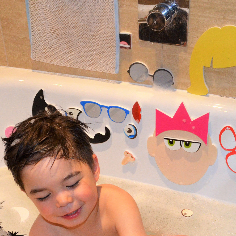 Buddy & Barney Silly Faces 36 Reusable Bath Stickers for Kids - Fun Bathtime Decorations & Learning Toys for Toddlers - Perfect for Bathroom Wall Decor and Sensory Play