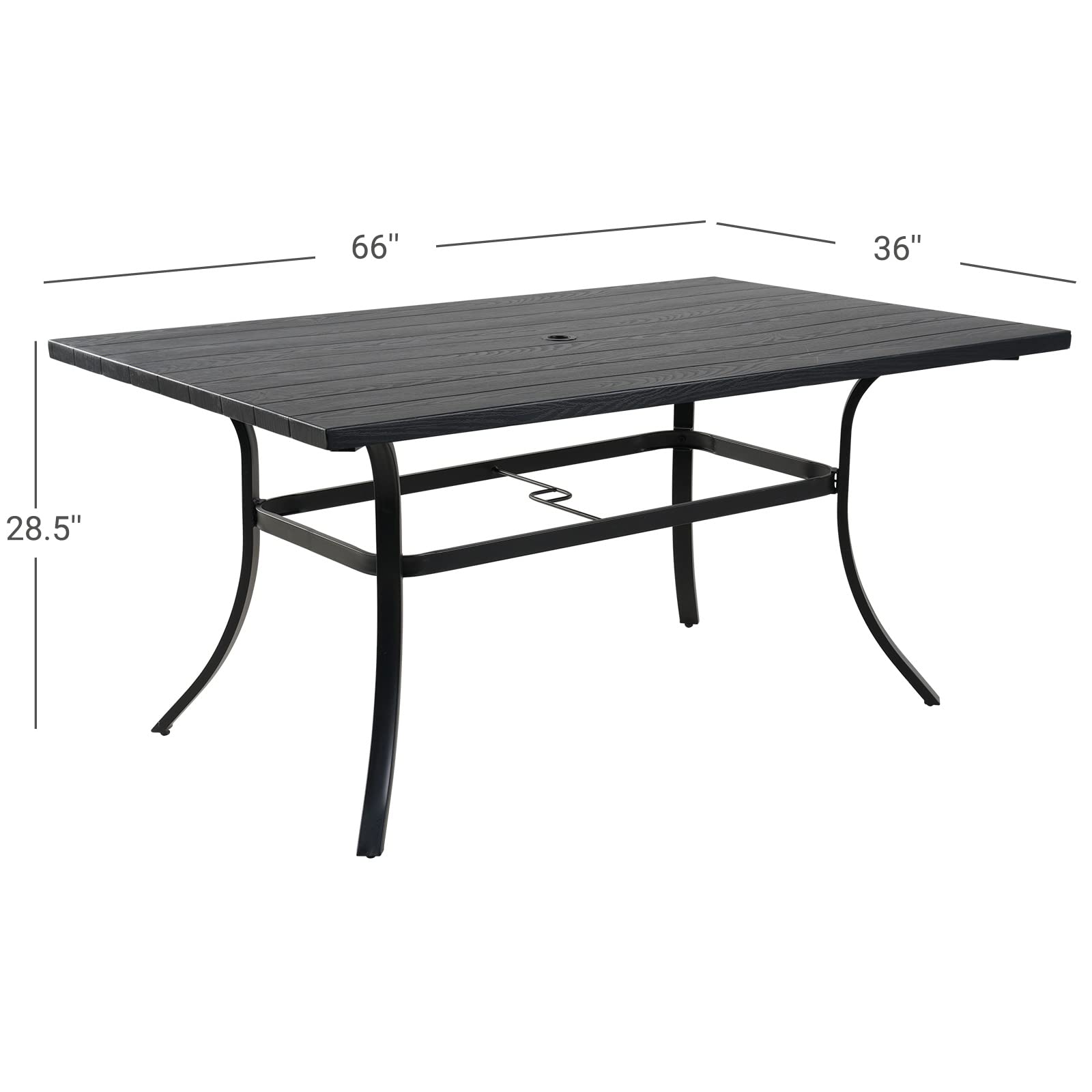 66-Inch Outdoor Rectangle Dining Table - Weather-Resistant Picnic Table with Embossed Woodgrain & 1.5