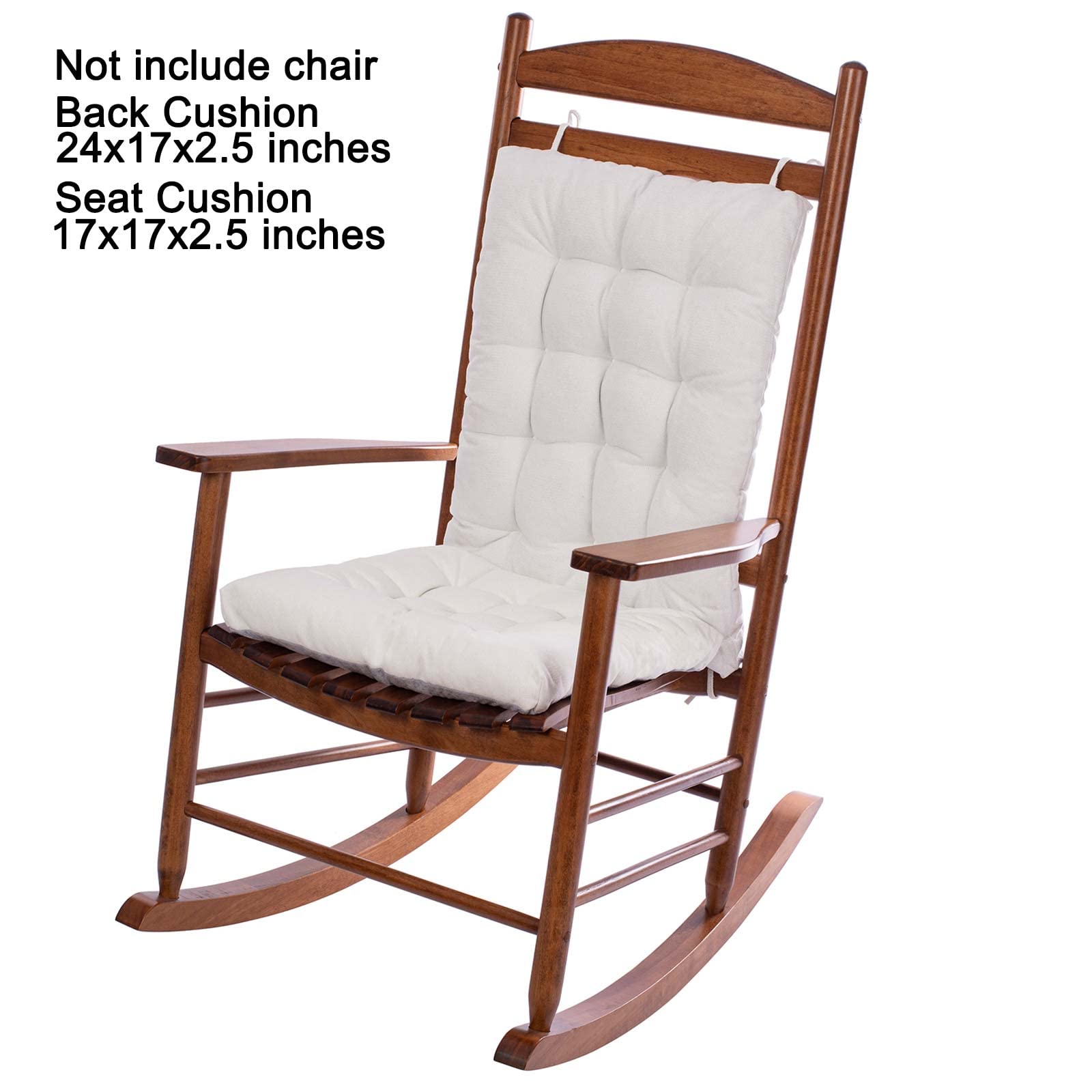 POMIU Rocking Chair Cushion Set - Comfortable Seat & Back Cushions for Office, Dining, and Kitchen Chairs - Soft Indoor Chair Pads in White for Home & Workspace Use
