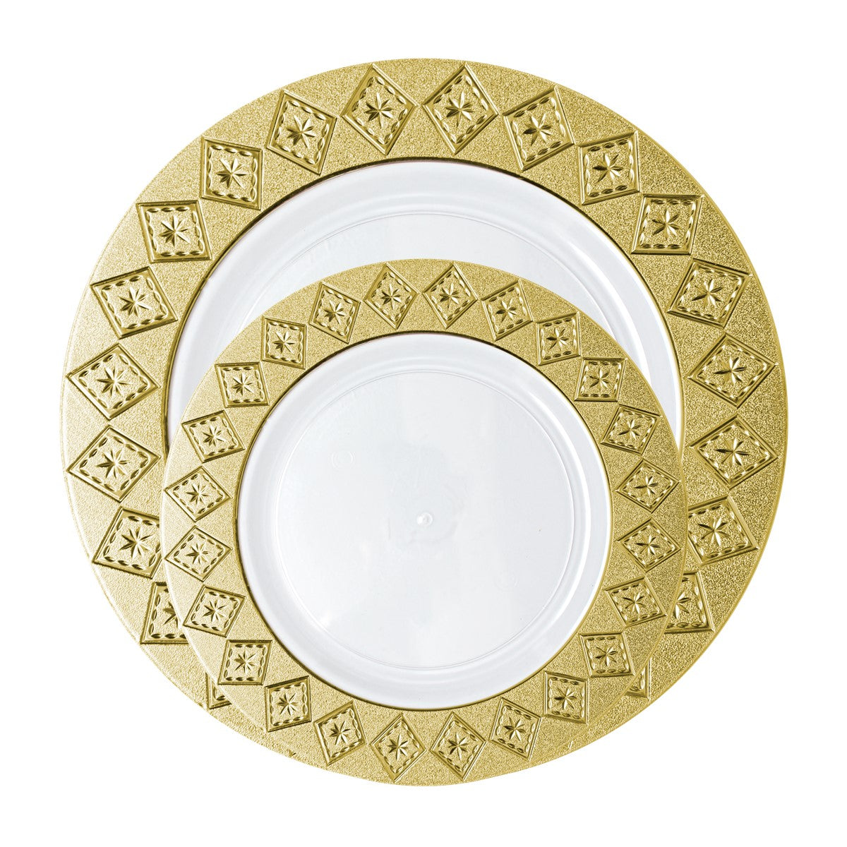 White and Gold Plastic Party Bundle - Elegant Imperial Theme for Birthday, Wedding & Celebration Decorations