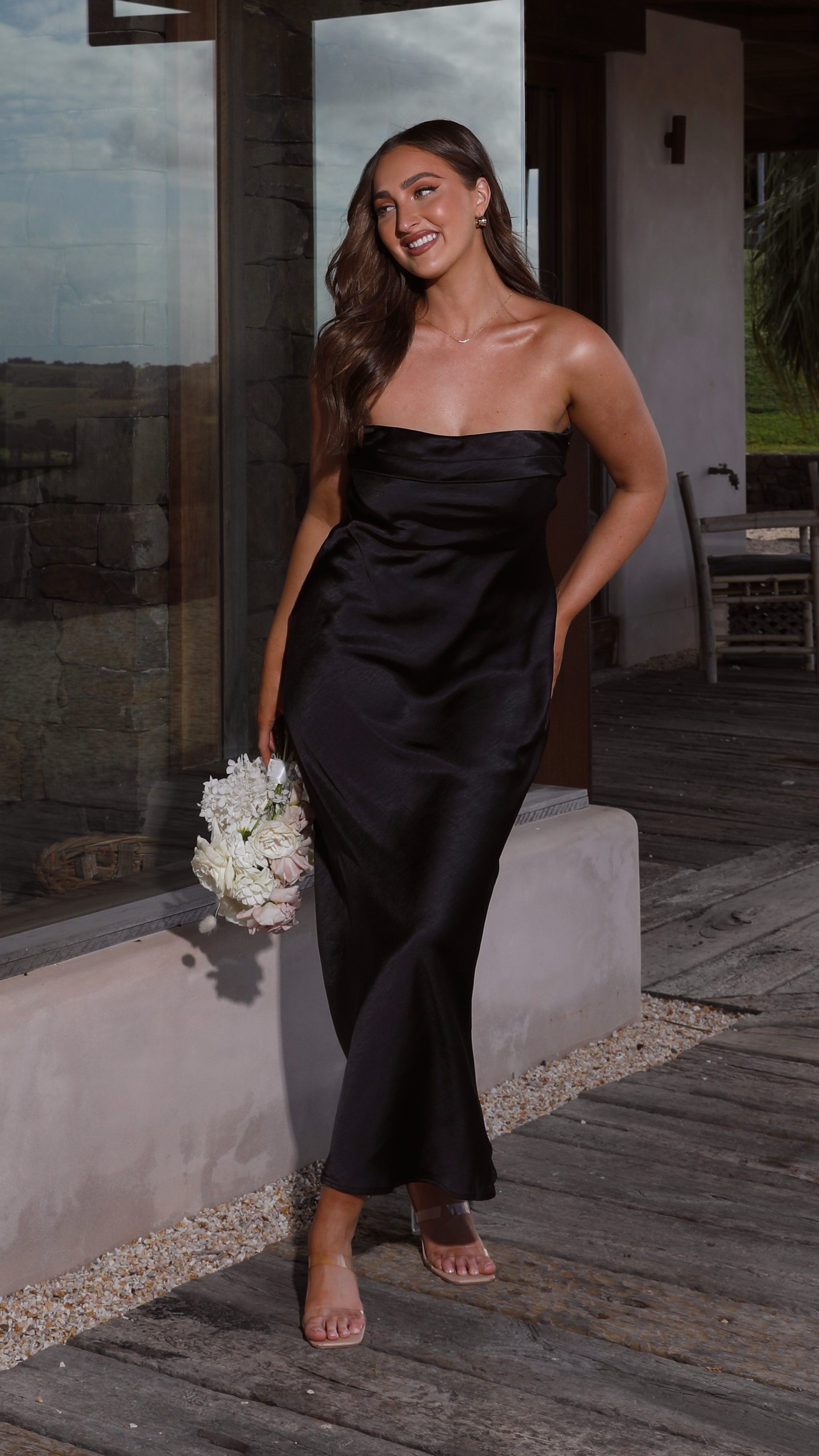 Gisele Black Maxi Dress for Women - Elegant Long Flowy Dress for Summer, Beach, Parties & Special Occasions