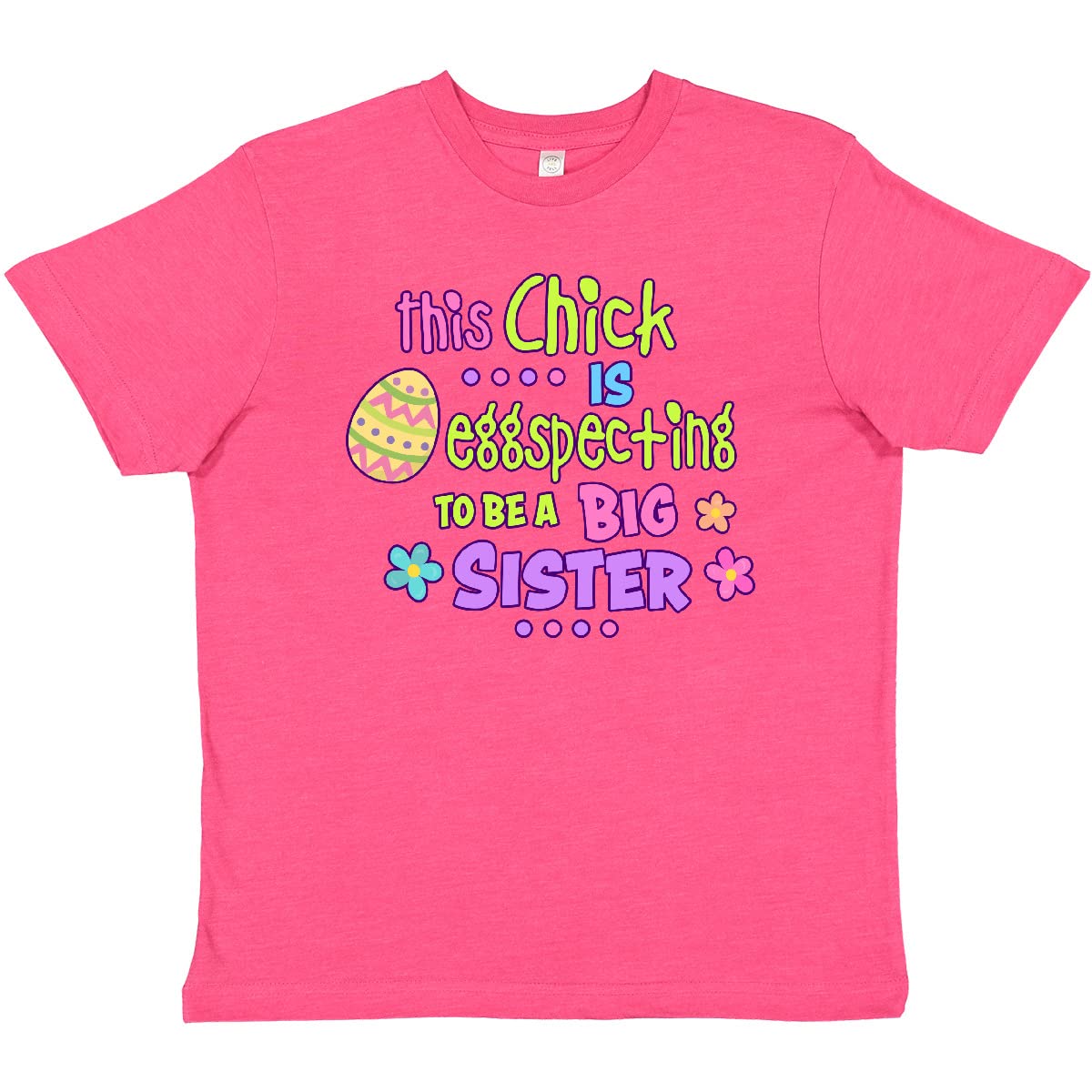 Inktastic 'This Chick is Eggspecting to Be a Big Sister' Funny Egg-Themed Youth T-Shirt - Perfect for Sibling Announcements, Gender Reveals & Pregnancy Gifts