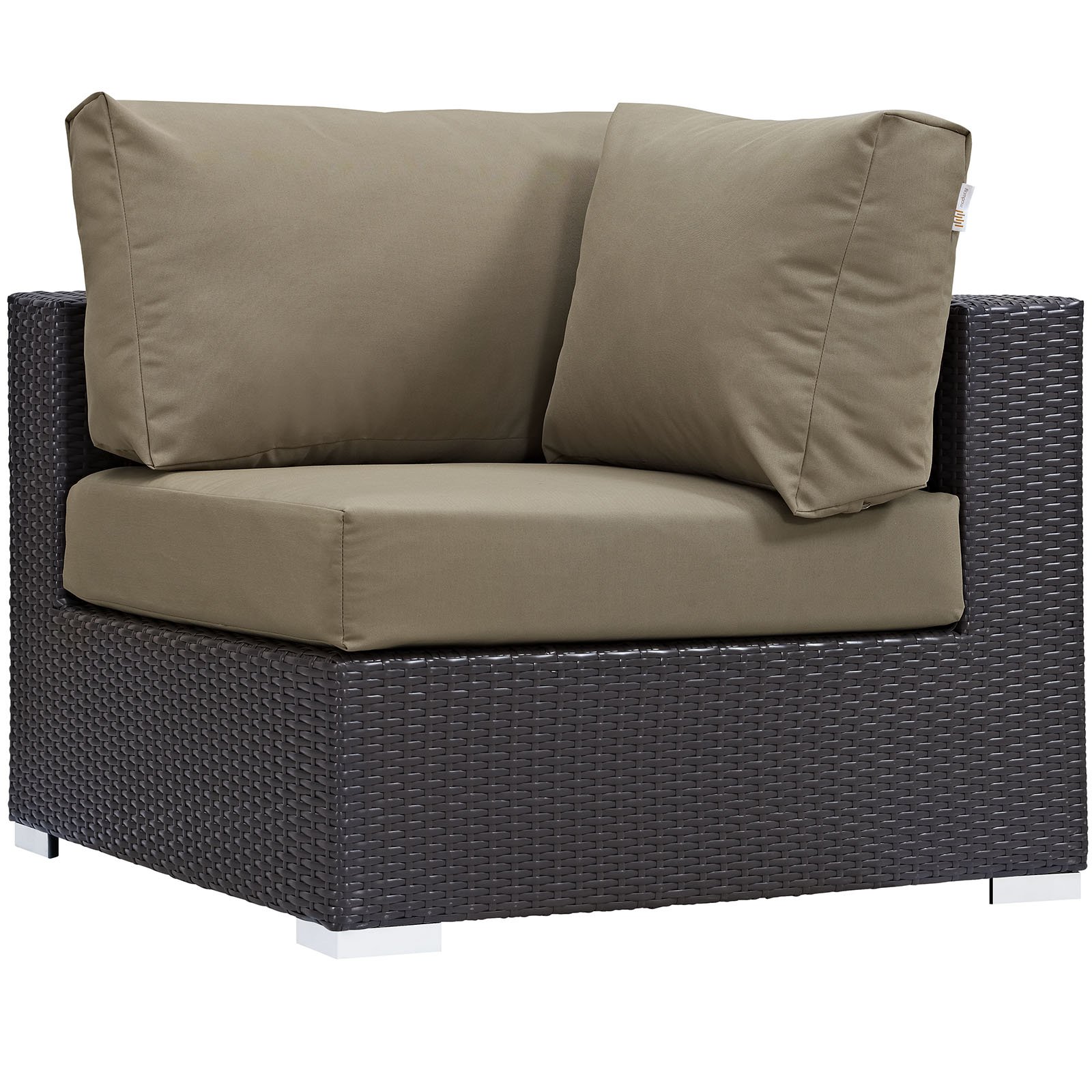 Modway Convene Wicker Rattan Outdoor Patio Sectional Sofa Set - Espresso Mocha Brown - Weather-Resistant Corner Couch for Garden, Poolside & Backyard Relaxation