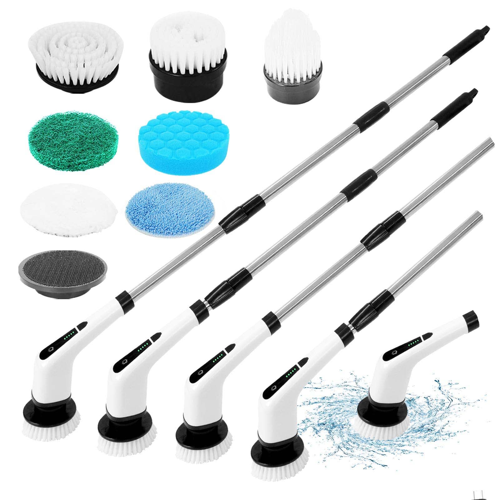 Electric Spin Scrubber - Cordless Power Cleaner with 7 Multi-Purpose Brush Heads | Long Handle Shower & Bathroom Scrubber for Tile, Grout, Floor & Kitchen Cleaning | Perfect for Deep Cleaning Showers, Bathtubs, Sinks and Hard-to-Reach Areas
