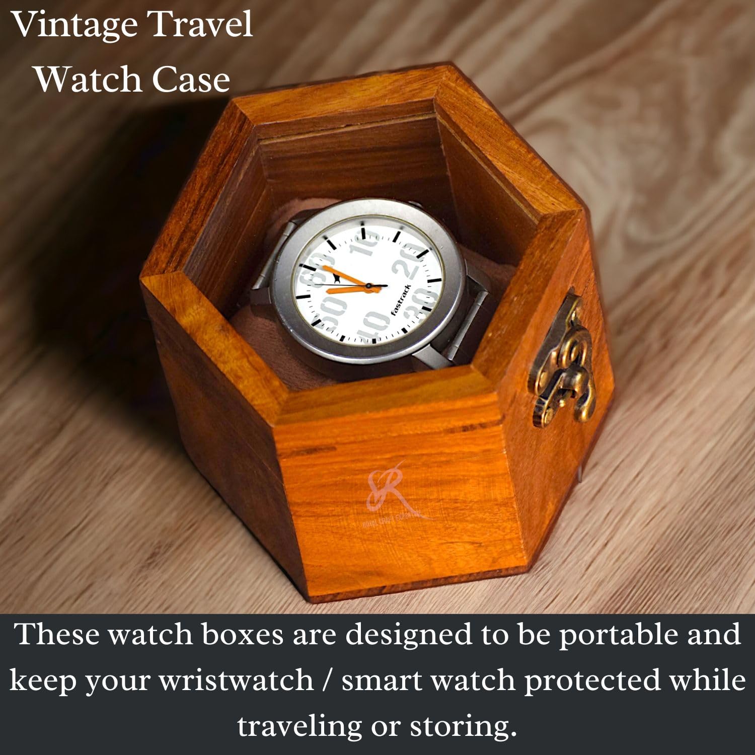 Premium Single Slot Watch Box for Men - Dark Rosewood Watch Display Case with Glass Lid | Luxury Watch Organizer & Travel Storage | Valentine's Gift for Him, Business & Home Decor Use