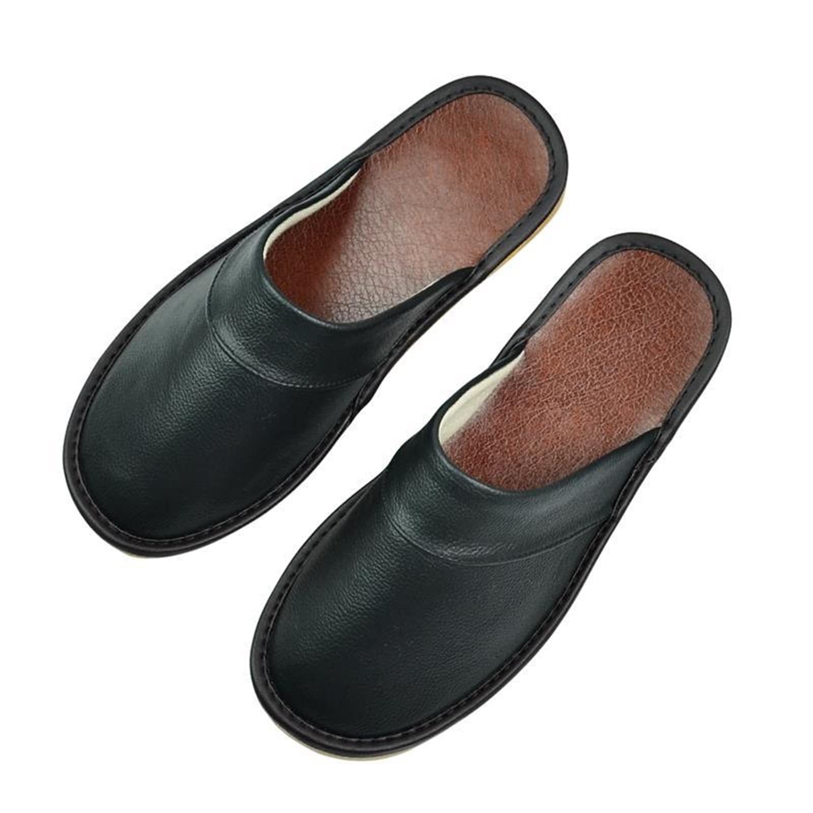 Premium Unisex Genuine Cowhide Leather Slippers - Non-Slip Indoor/Outdoor House Shoes for Men & Women - Comfortable Bedroom & Home Slippers (Color C, Size 42/43) - Perfect for Lounging, Relaxation & Everyday Wear
