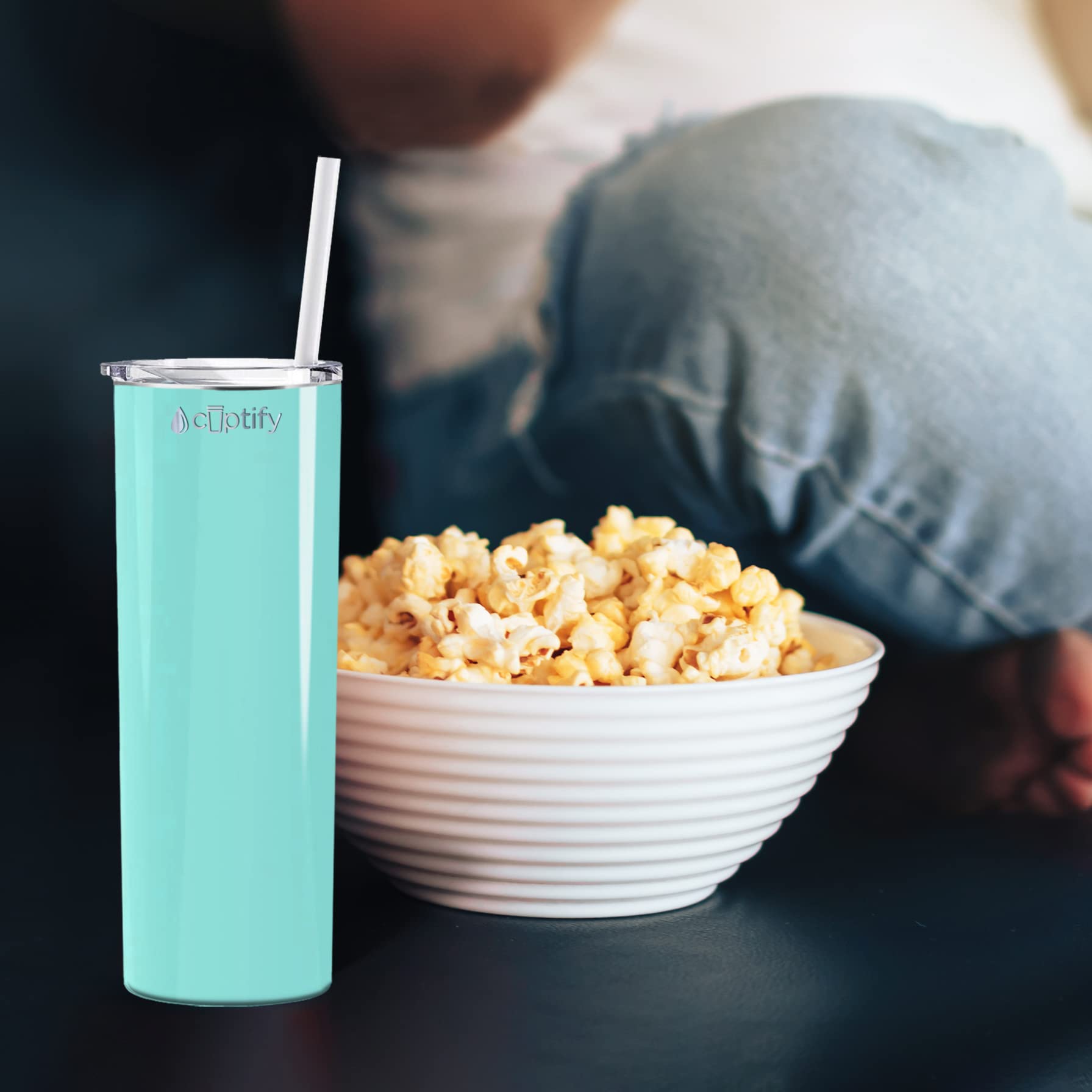 Cuptify 20 oz Stainless Steel Vacuum Insulated Travel Mug with Lid - Seafoam Gloss Finish, Double Wall Insulation for Hot & Cold Drinks - Perfect for Commuting, Office, Hiking and Outdoor Activities