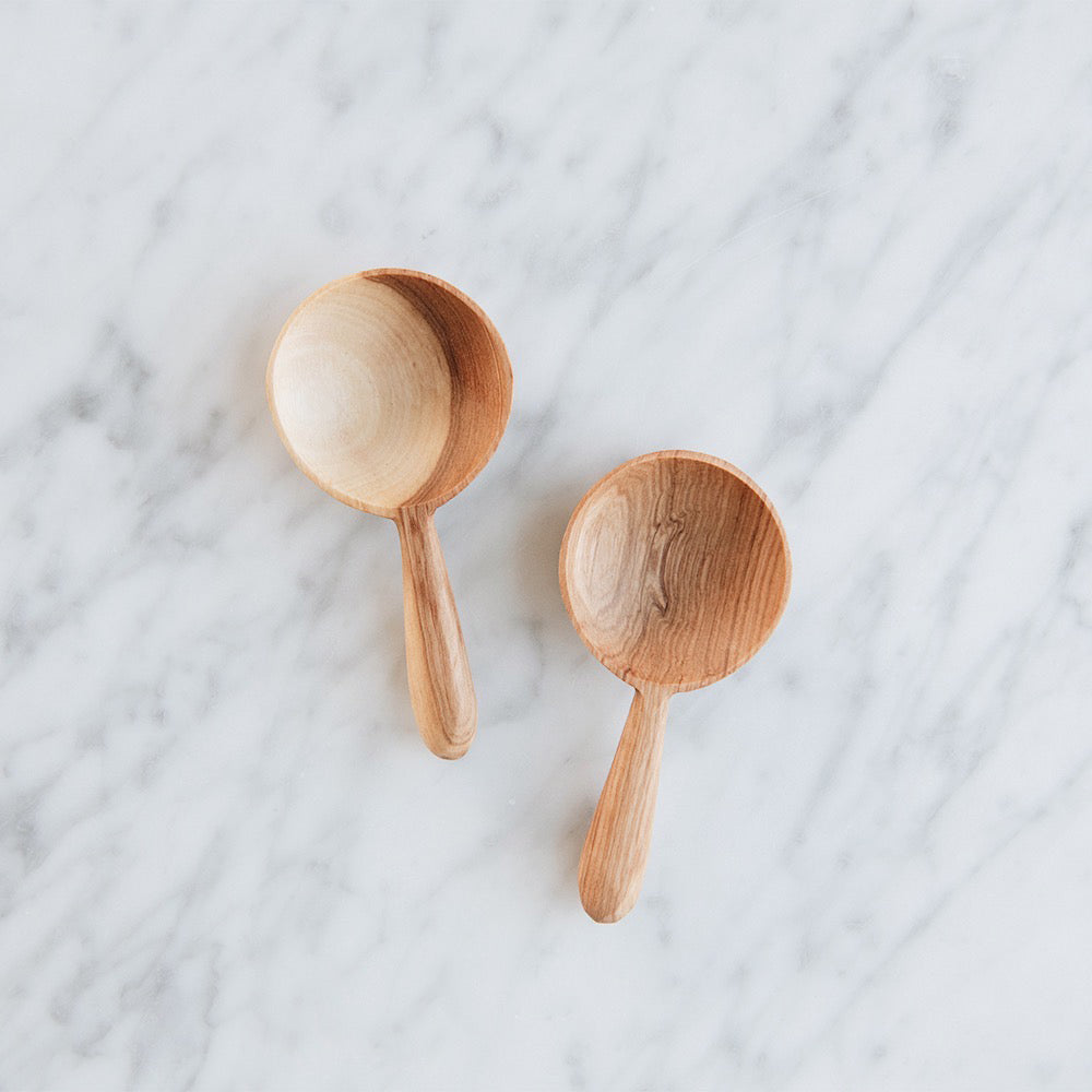 Premium Wild Olive Wood Scoop Spoon Set - Handcrafted Kitchen Utensils for Cooking, Baking & Serving - Perfect for Spices, Coffee, Sugar & More