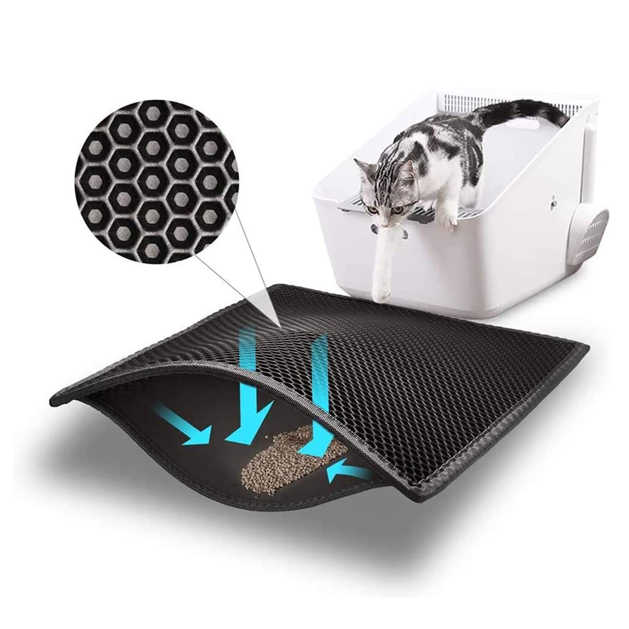 **Premium Cat Litter Box Mat - Large 15x24 Inch Non-Slip Litter Trapping Mat for Floors - Easy to Clean, Absorbent & Durable (Black) - Perfect for Indoor Cats & Multi-Cat Homes**