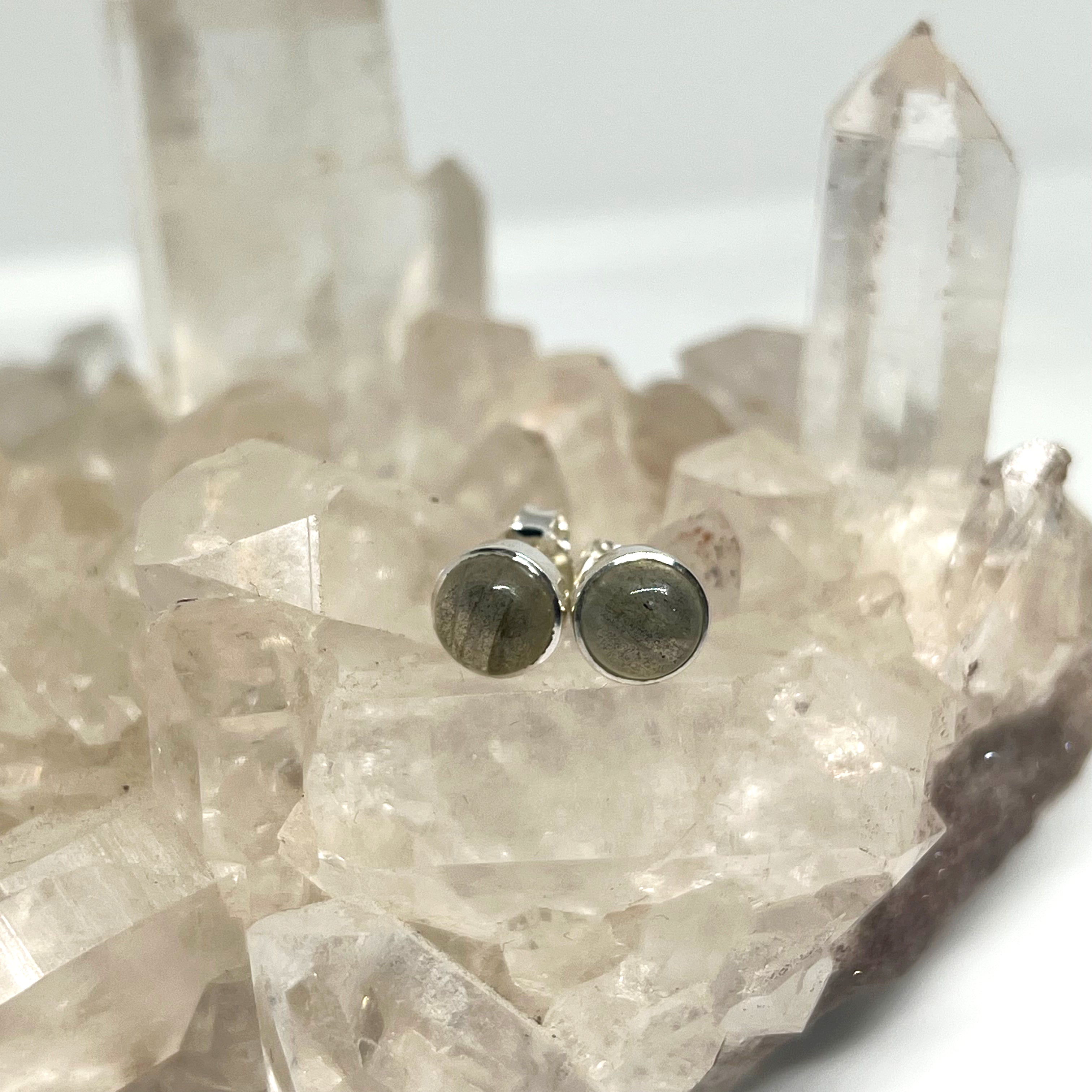 5.5mm Round Cabochon Bezel Set Stud Earrings - PSE017 - Perfect for Everyday Wear, Gift Giving & Special Occasions
