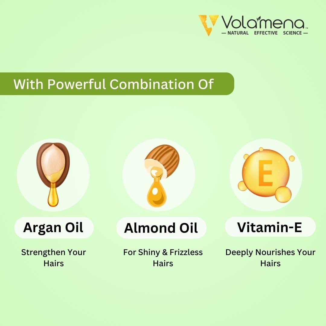 Volamena Proactive Argan Oil Hair Serum with Moroccan Argan Oil - 100ml for Dry & Damaged Hair - Men & Women - Nourishing Treatment for Frizz Control & Shine - Perfect for Daily Hair Care & Styling