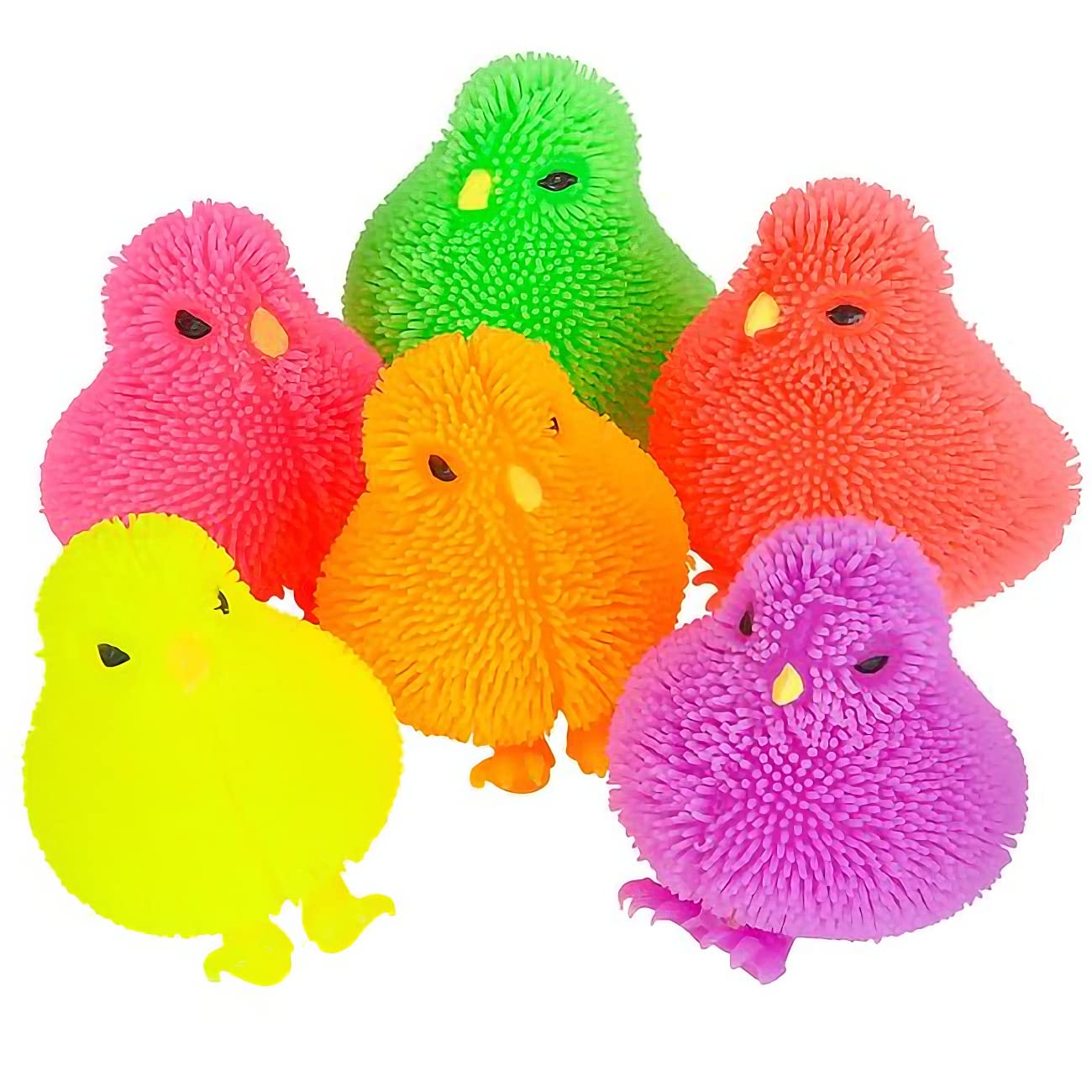 ArtCreativity 3 Inch Chicken Puffer Toys for Kids - Pack of 12 Neon Color Easter Egg Fillers, Party Favors & Stress Relief Toys - Perfect for Easter Egg Hunts, Birthday Parties & Classroom Rewards