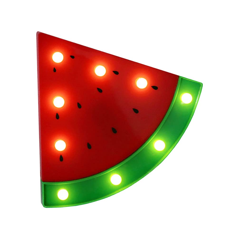 Watermelon Shaped LED Neon Night Light - Battery Operated Table Lamp for Kids Room, Nursery, Bedroom Decor - Fun Fruit Marquee Sign for Parties, Home & Dorm Room Lighting