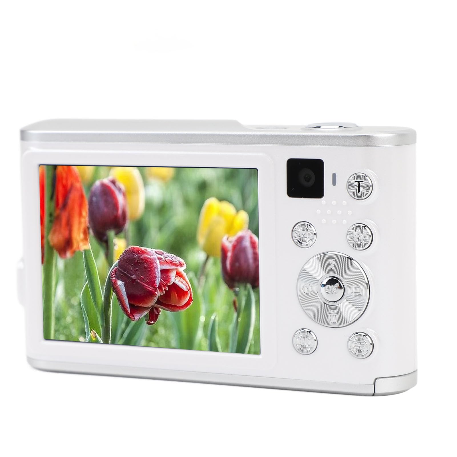 4K Digital Camera 48MP Autofocus Compact Camera for Kids & Adults, 16X Digital Zoom Point and Shoot Camera with Anti-Shake, Portable Vlogging Camera for Travel, YouTube, TikTok (White)