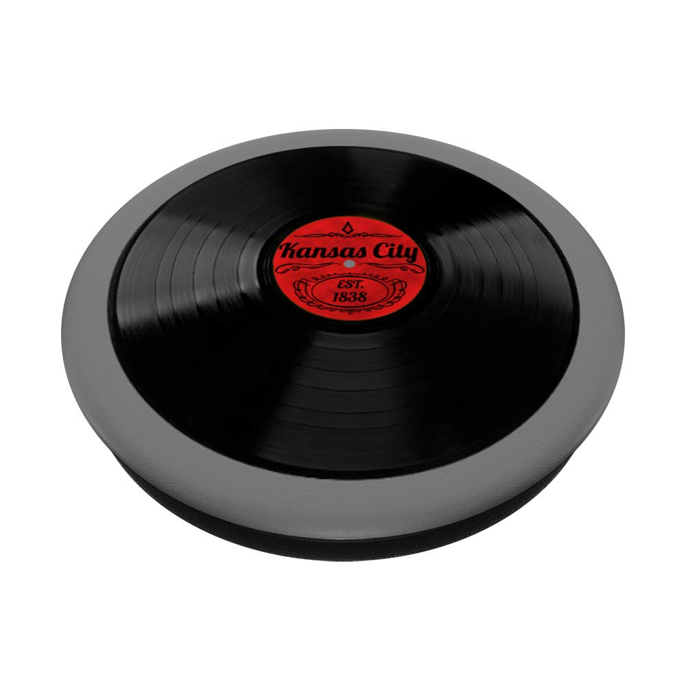 Kansas City Retro Vinyl Record PopSocket Grip - Swappable Phone & Tablet Holder - Perfect for Music Lovers & Travel Enthusiasts