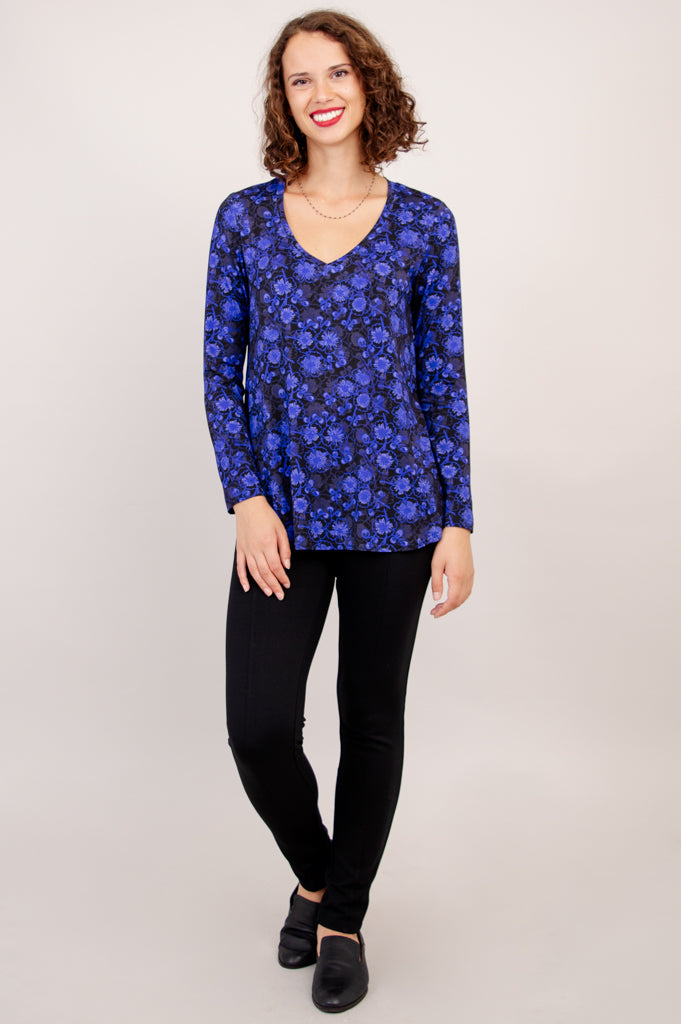 Jackie Long Sleeve Top with Snow Flower and Bamboo Print - Women's Fashion Blouse for Casual Wear & Office Outfits - Final Sale
