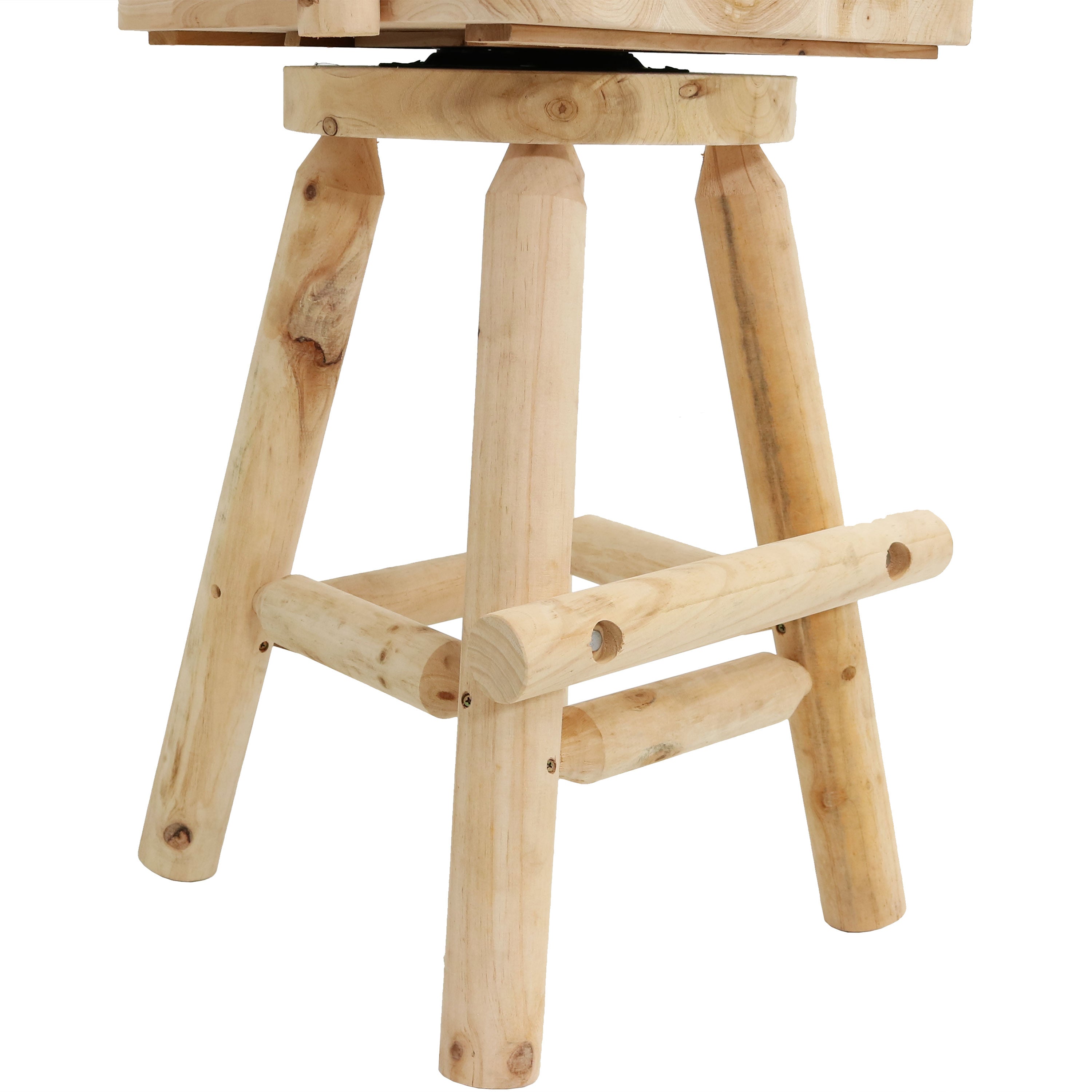 Rustic Outdoor Bar Stool - Log Cabin Style Bar Height Stool 42