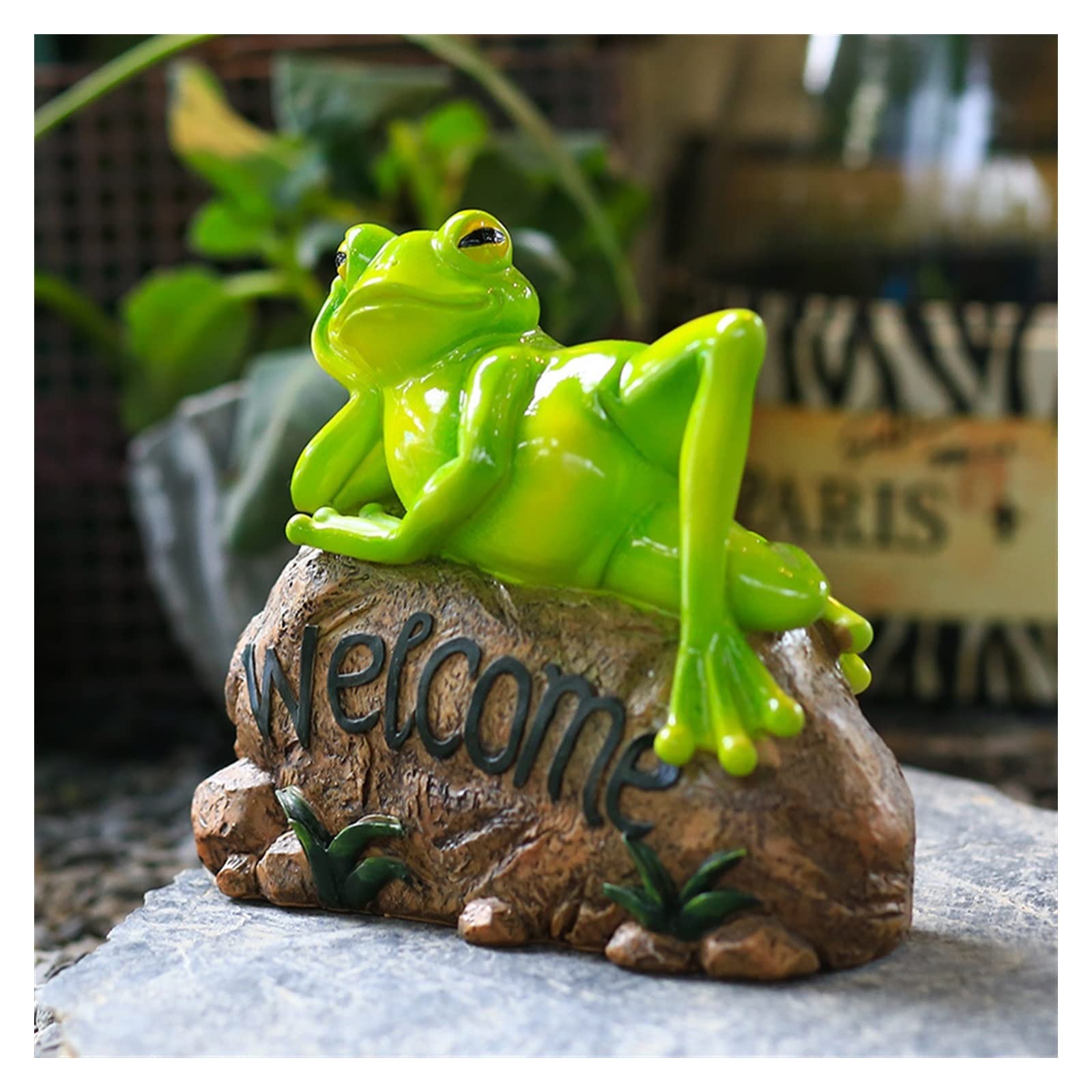Creative Frog Welcome Card Garden Statue - Handcrafted Home & Kindergarten Courtyard Decor for Outdoor Garden Ornaments | Perfect for Front Yard Greetings, Patio Decorations & School Playgrounds