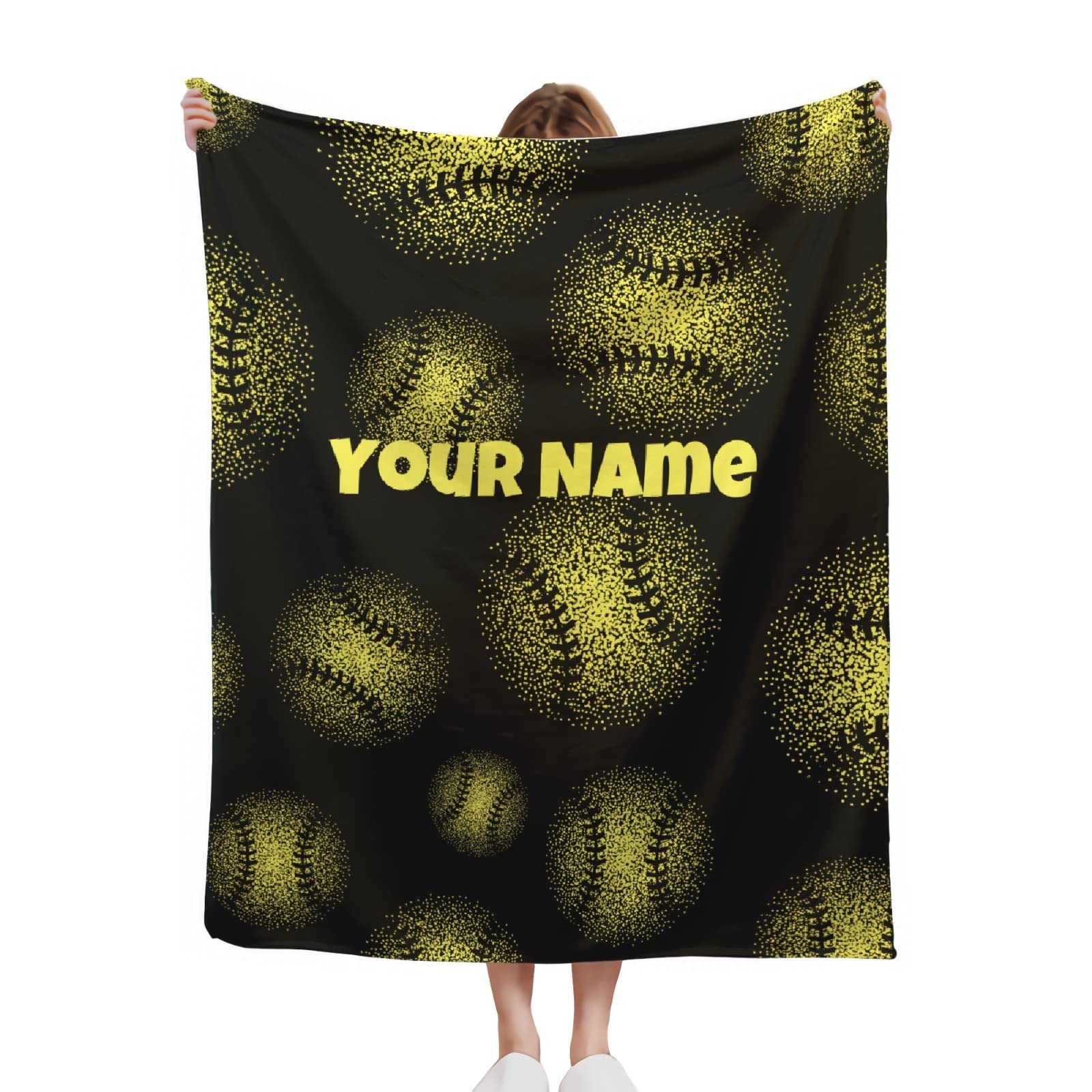 Custom Personalized Baseball Blanket with Name - Super Soft Flannel Softball Blanket for Adults & Kids - Cozy Warm Gift for Baseball Lovers (30