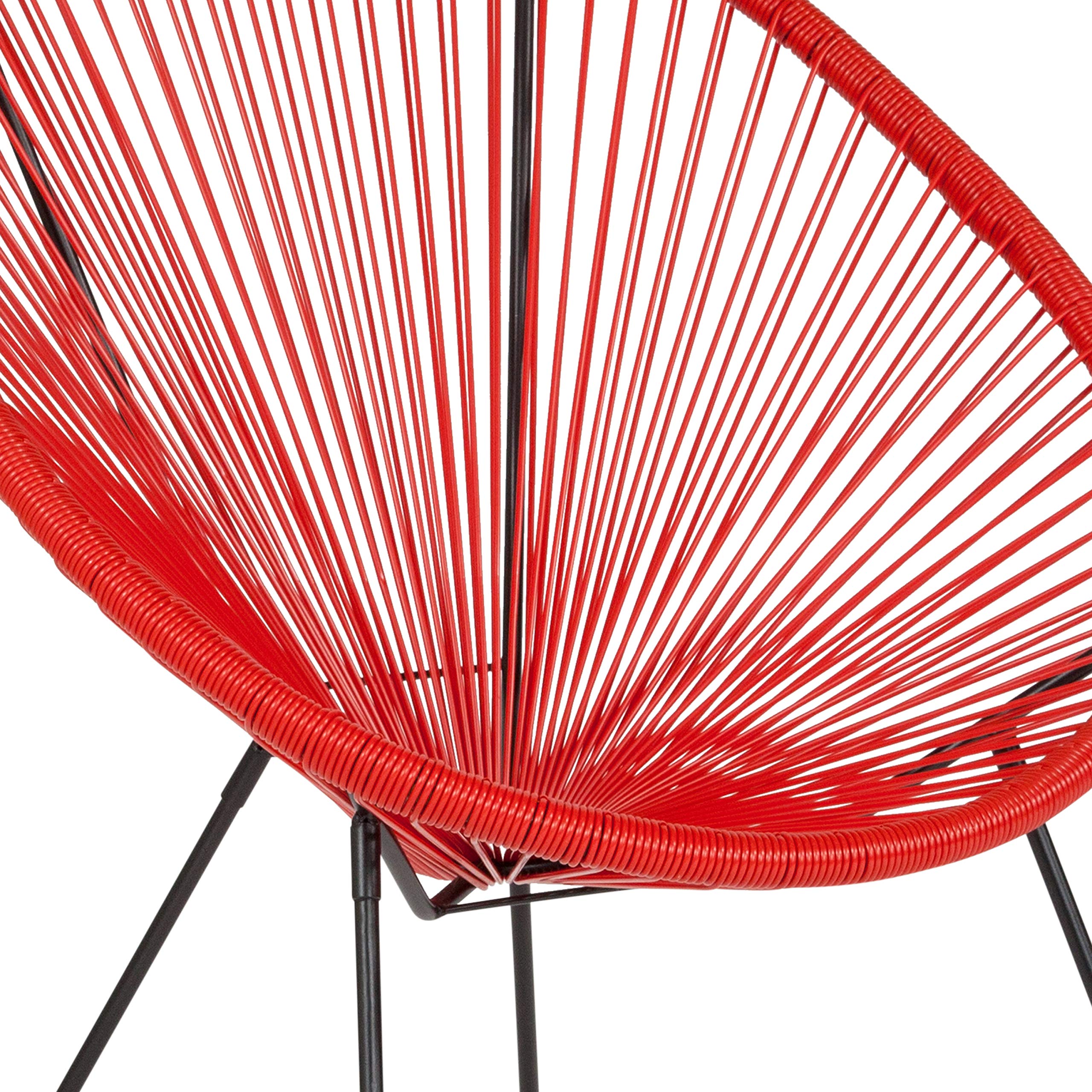 Comfortable Red Papasan Bungee Lounge Chair - Indoor/Outdoor Relaxation Chair for Living Room, Patio, or Bedroom - Perfect for Reading, Napping, and Sunbathing