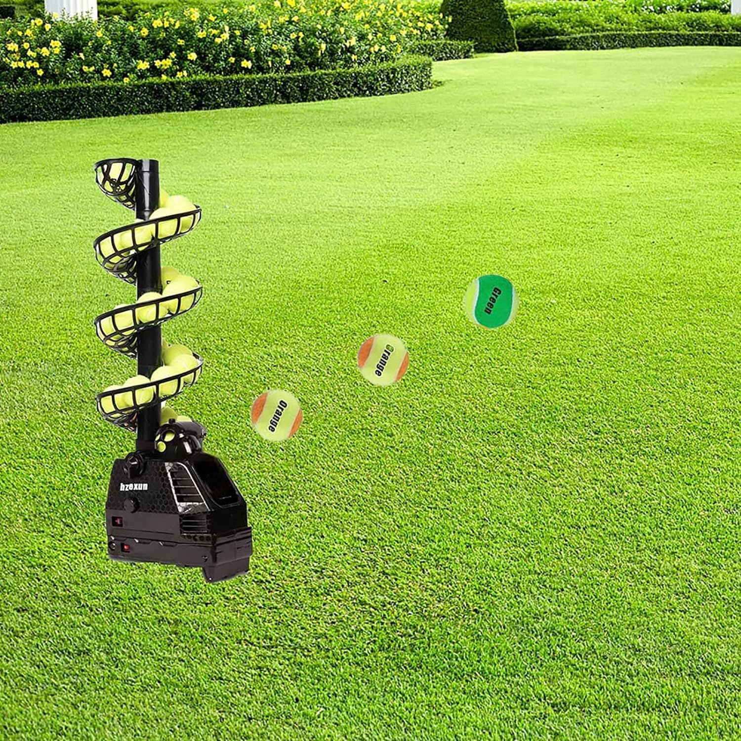 Automatic Tennis Ball Machine - Holds 30 Balls with Rotation Function | Perfect for Solo Training & Coaching | Improve Agility & Skills | Ideal for Backyard Practice, Tennis Courts & Coaching Sessions