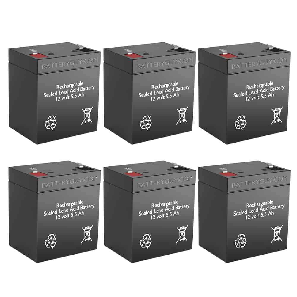 HP12-30W Replacement 12V 5.5Ah SLA Batteries - Rechargeable High Rate Sealed Lead Acid Battery Pack (6-Pack) - Compatible with Security Systems, Emergency Lighting & Medical Equipment