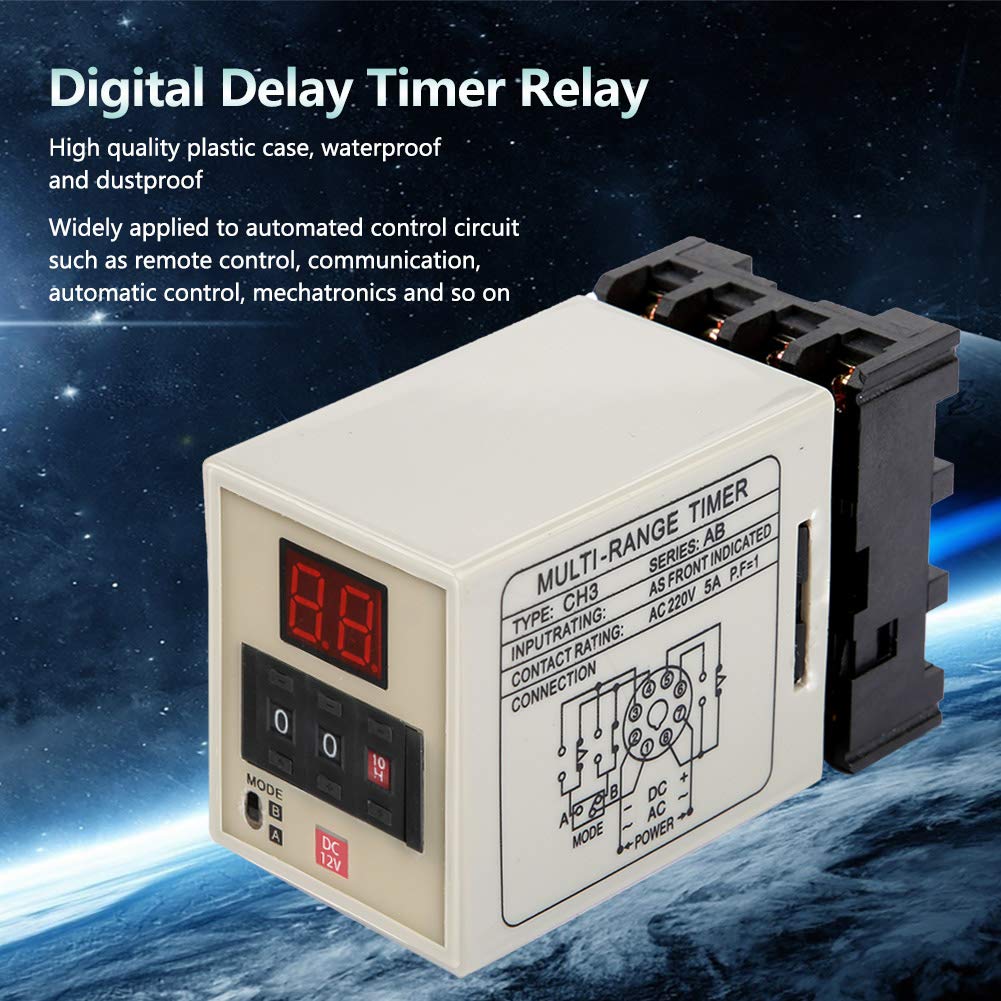 AH3-DM Digital Delay Timer Relay 0.01S-99H Dual Mode with LED Display | 12V/24V/110V/220V/380V DC/AC | Perfect for Industrial Automation, HVAC Systems & Electrical Control Panels