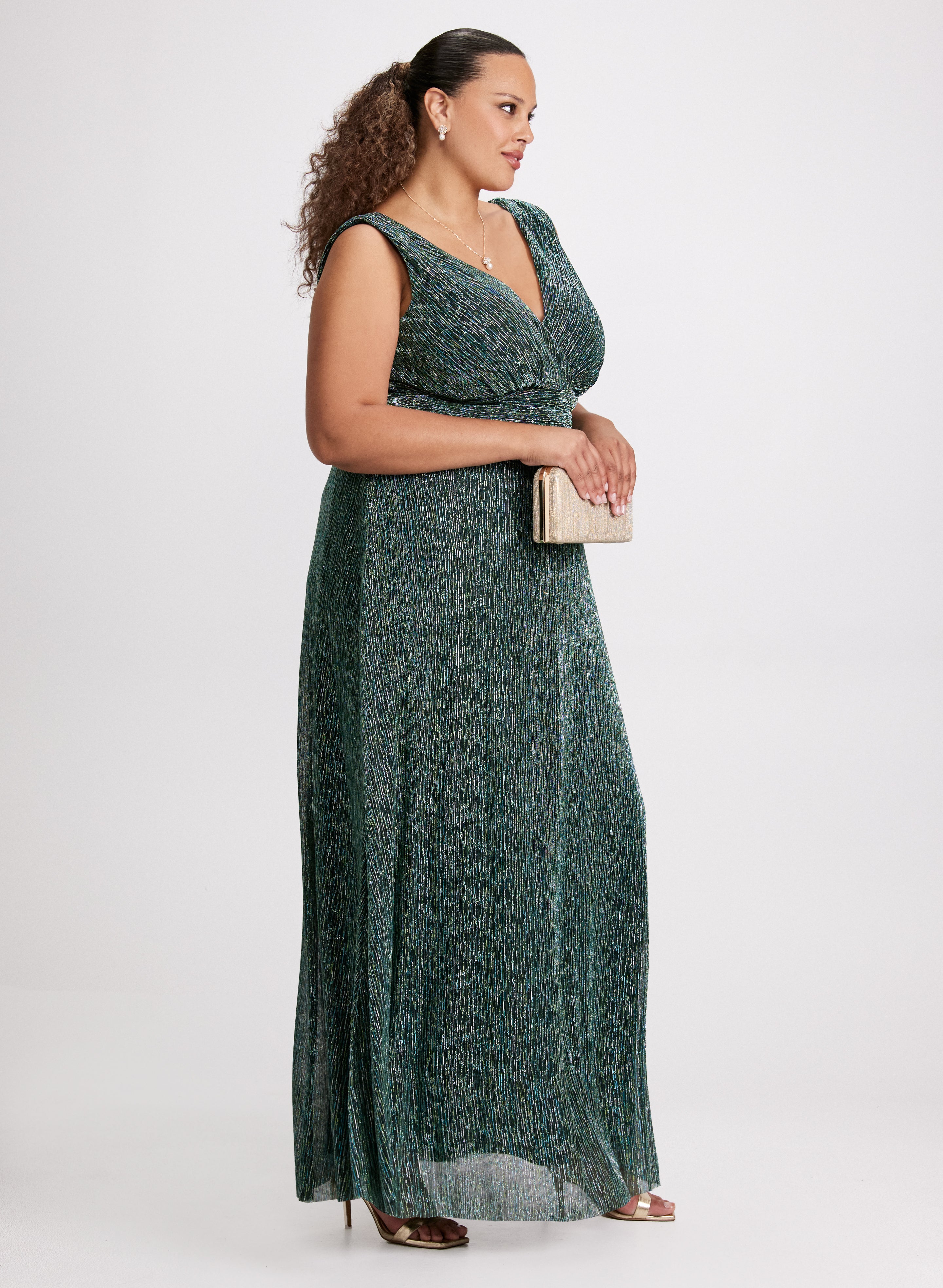 Elegant Fit & Flare Metallic Detail Dress for Women - Perfect for Parties, Weddings & Special Occasions