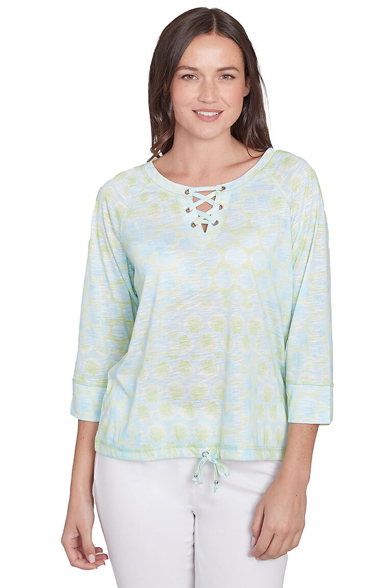 Spring Thing Lace Up Neck Top - Women's Fashion Lace-Up Blouse for Casual Wear & Date Night Outfits | Perfect for Parties, Dinners and Special Occasions