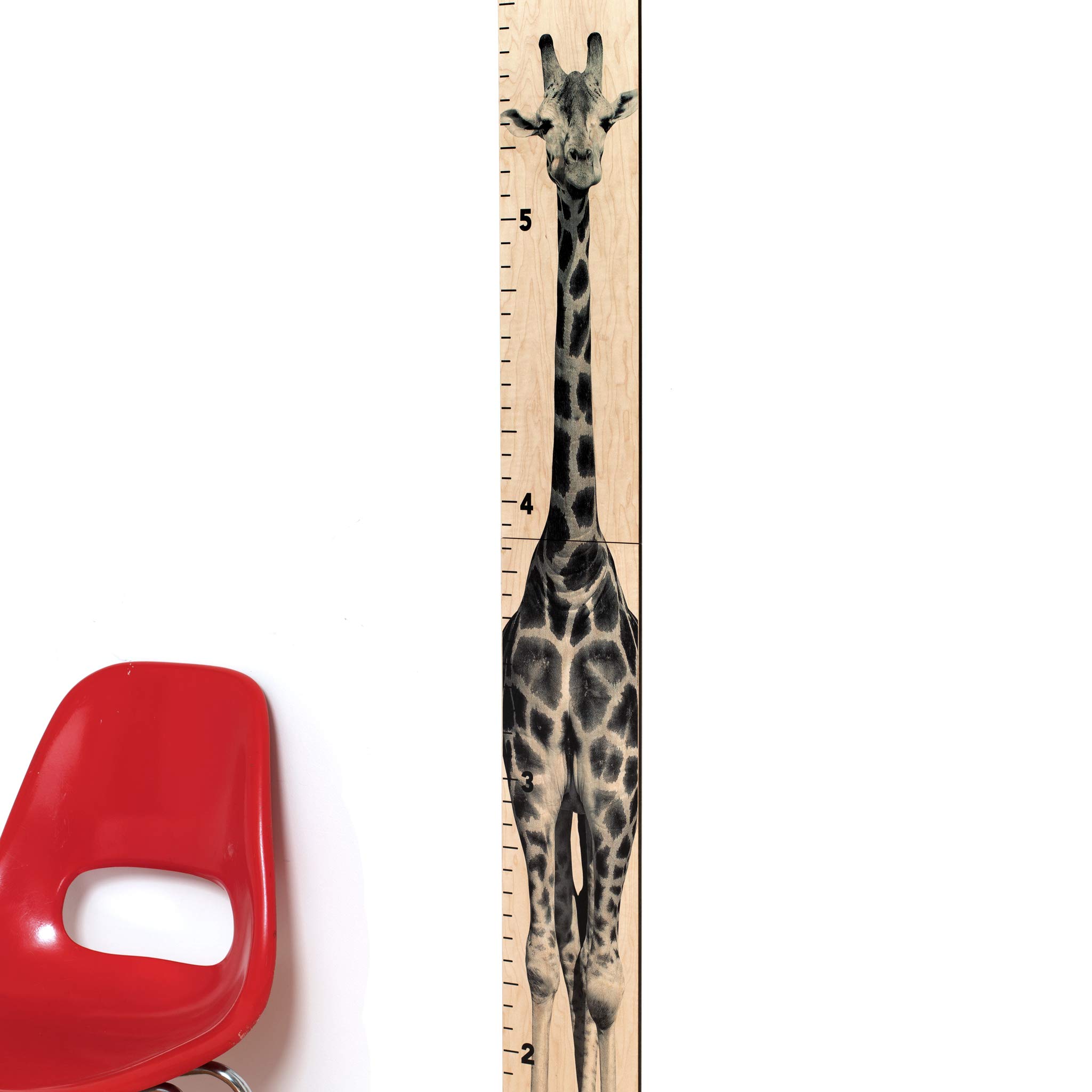 Wooden Growth Chart Ruler for Kids - Giraffe Themed Height Measurement Wall Decor for Nursery & Children's Room - Perfect for Tracking Child Development & Room Decoration - Natural Wood Finish