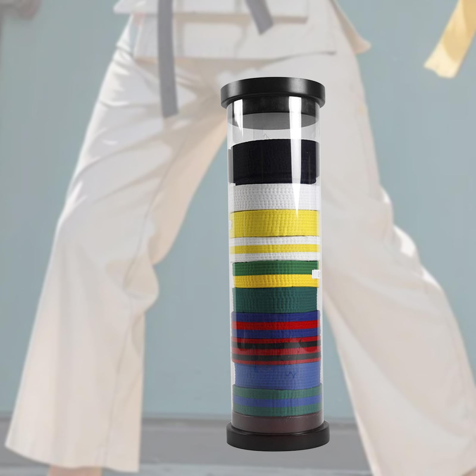 Colaxi Clear Karate Belt Display Rack - Martial Arts Belt Holder for Taekwondo, Boxing & MMA Training - Perfect for Dojo, Gym & Home Organization