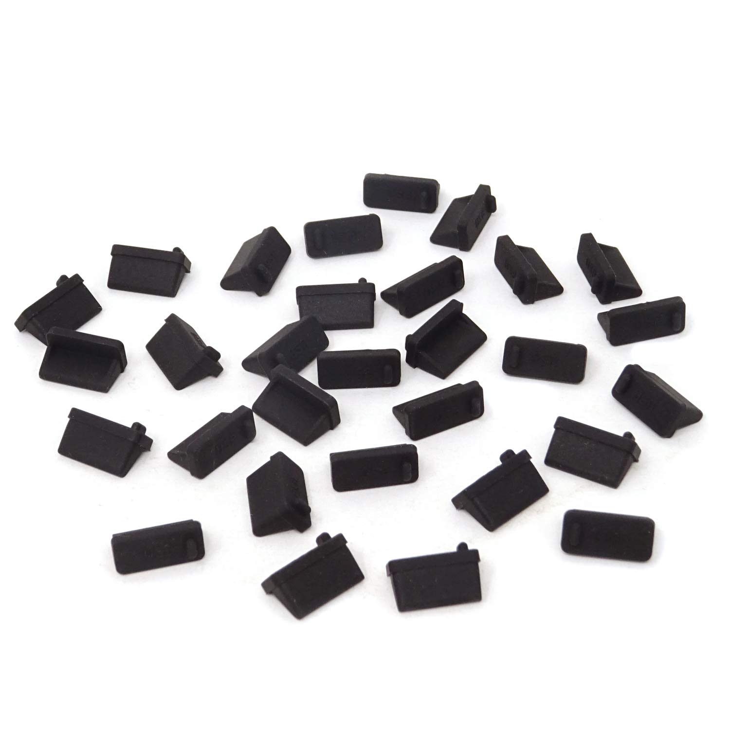 Honbay 30PCS Black Rubber USB Port Covers - Dust Proof Protector for Laptops, Phones, Tablets - Perfect for Home, Office & Travel Use