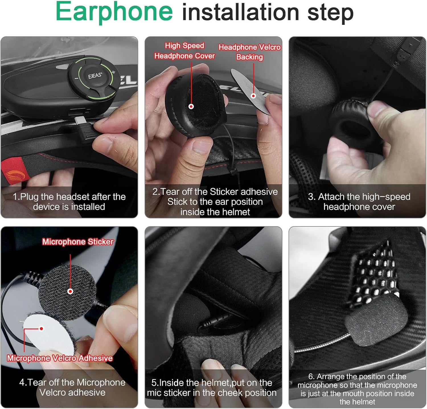 EJEAS Q8 Motorcycle Bluetooth Headset - Upgraded Mesh 3.0 Intercom System with Music Sharing, IP67 Waterproof for 6 Riders Group Communication | Perfect for Group Rides, Road Trips & Adventure Motorcycling