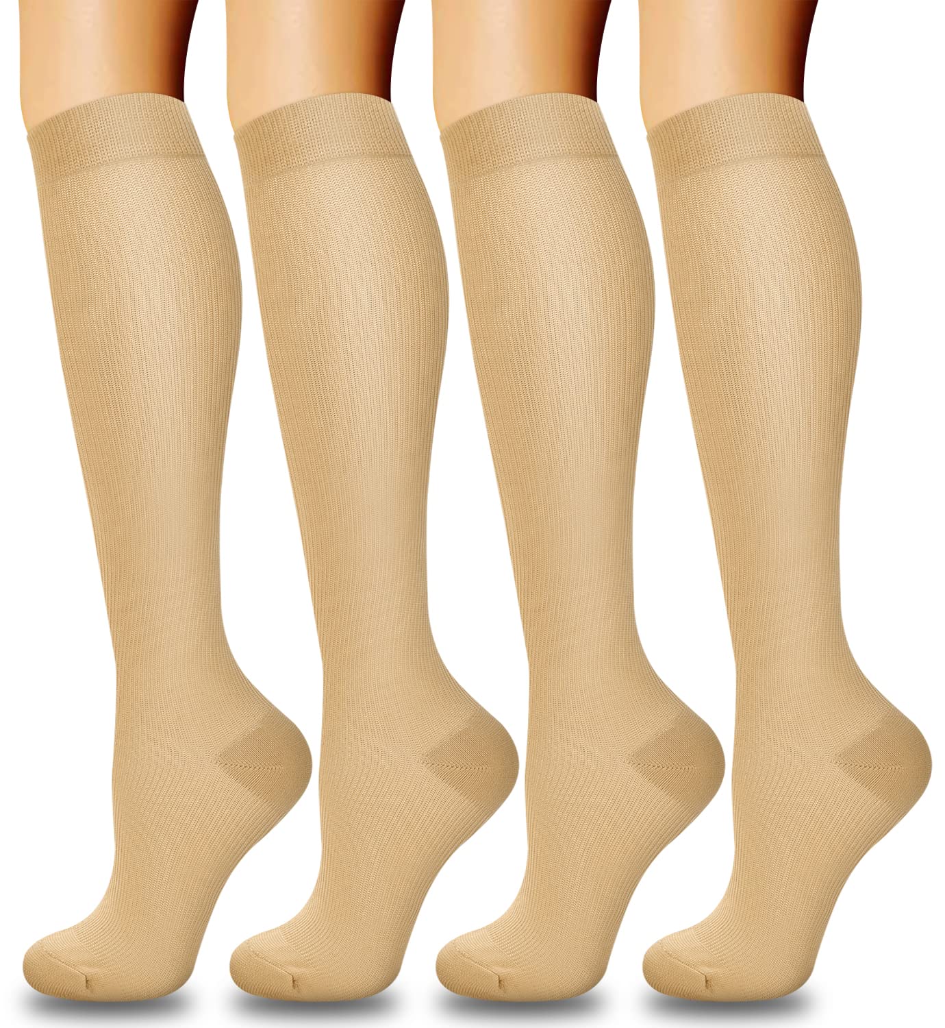 Laite Hebe 4 Pairs Compression Socks for Women & Men - Improve Blood Circulation & Leg Support - Best for Nurses, Running, Athletic, Travel & Long Standing - Comfortable & Breathable Design