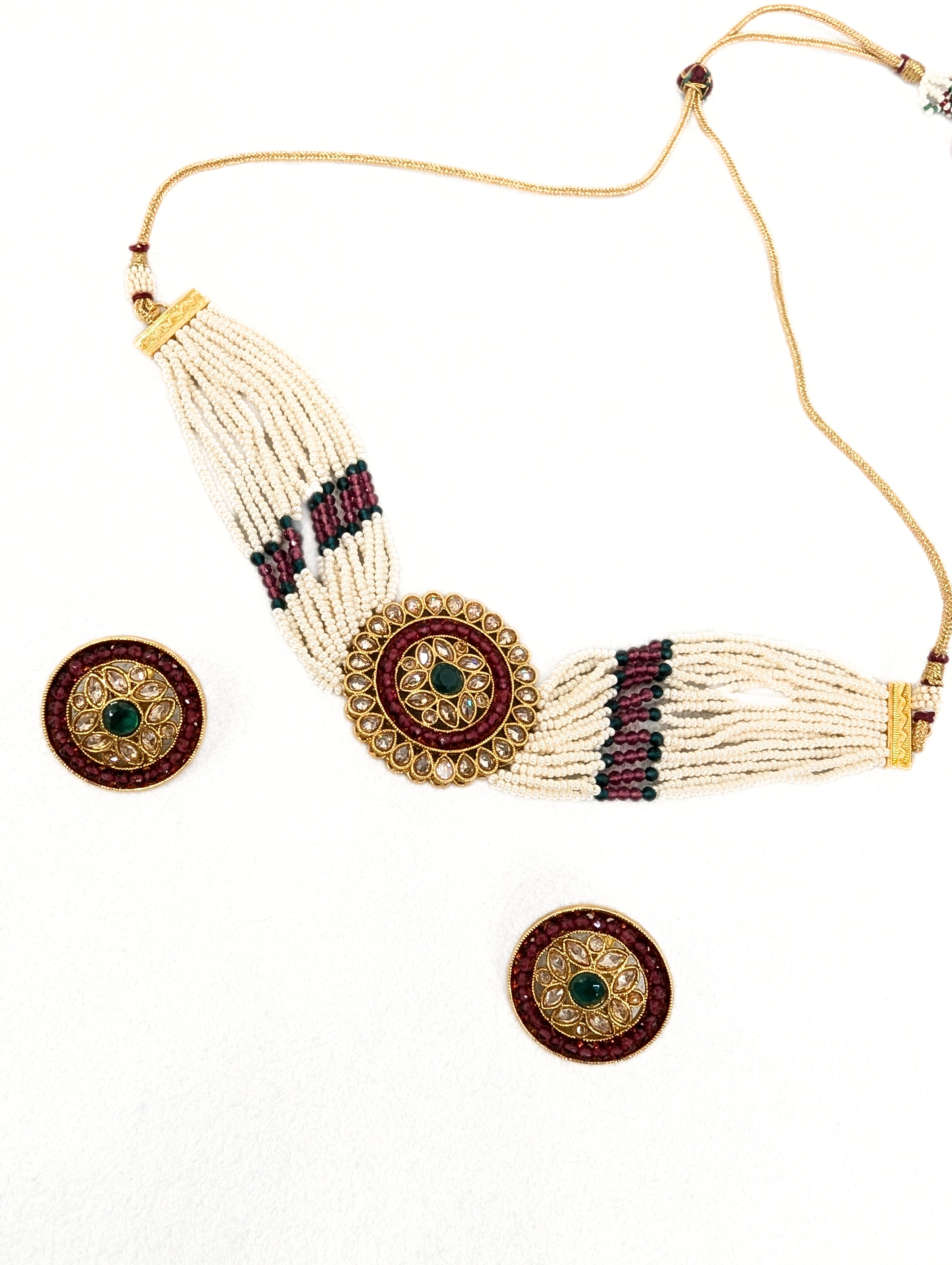 YUVIKA Polki Jewelry Set - Traditional Indian Bridal Necklace & Earrings Set - Handcrafted Kundan Jewelry for Weddings, Parties & Festive Occasions