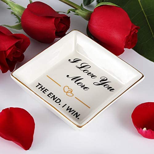 Best Birthday Gifts for Wife - Thoughtful Anniversary Jewelry Tray & Ceramic Ring Dish Holder - Perfect Gift for Mom from Daughter or Son - Great for Home Decor & Jewelry Organization