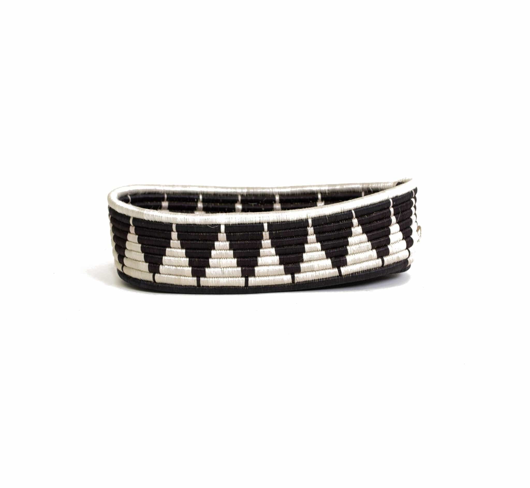 Black and White Oval Tofali Basket - Stylish Storage for Home Decor, Organizing Blankets, Toys, or Magazines