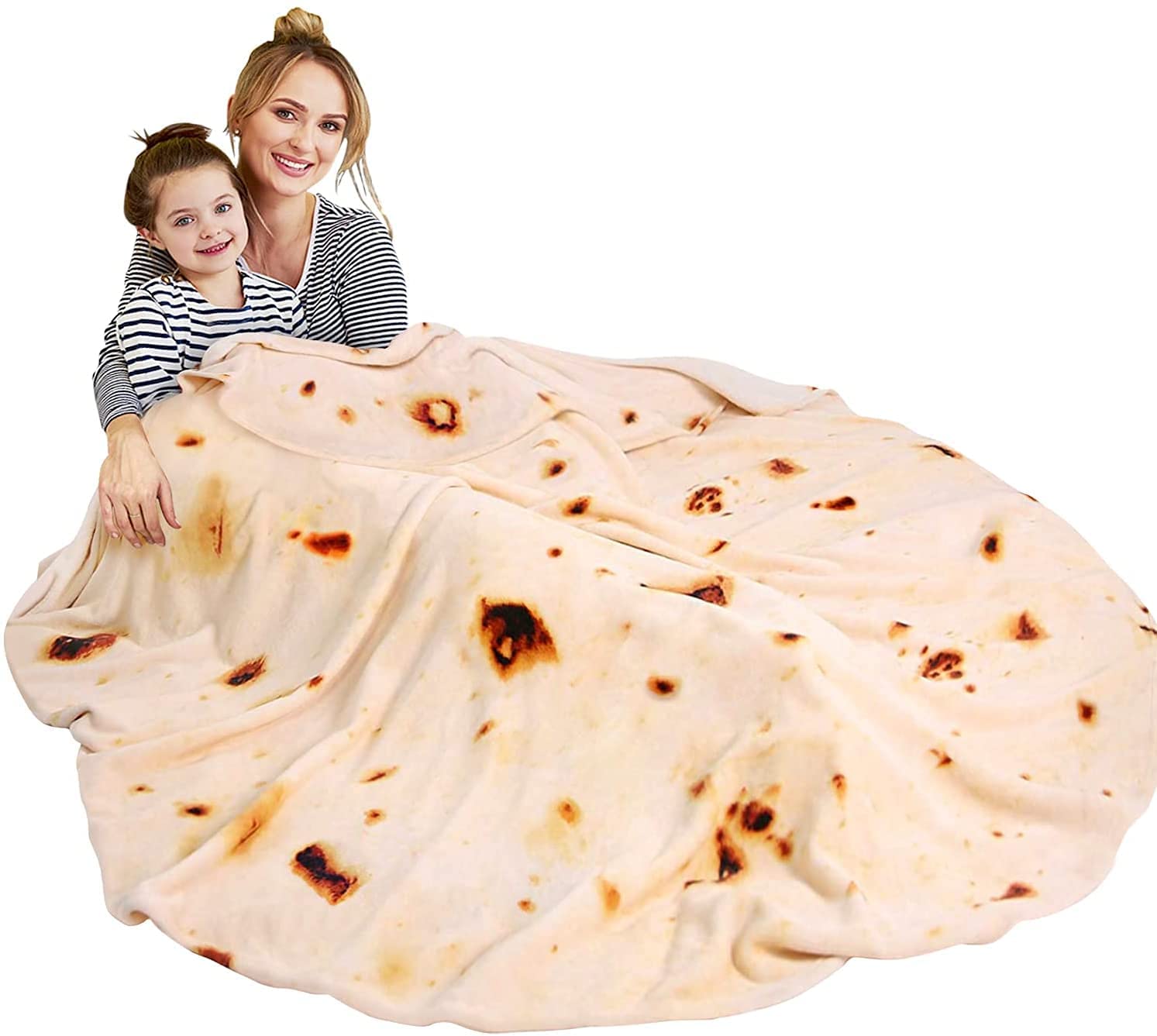 **63 Inch Giant Tortilla Blanket - Double Sided, Soft & Funny Food Blanket for Adults & Kids - Realistic Tortilla Throw Blanket for Couch, Bed, Movie Nights & Gifts**