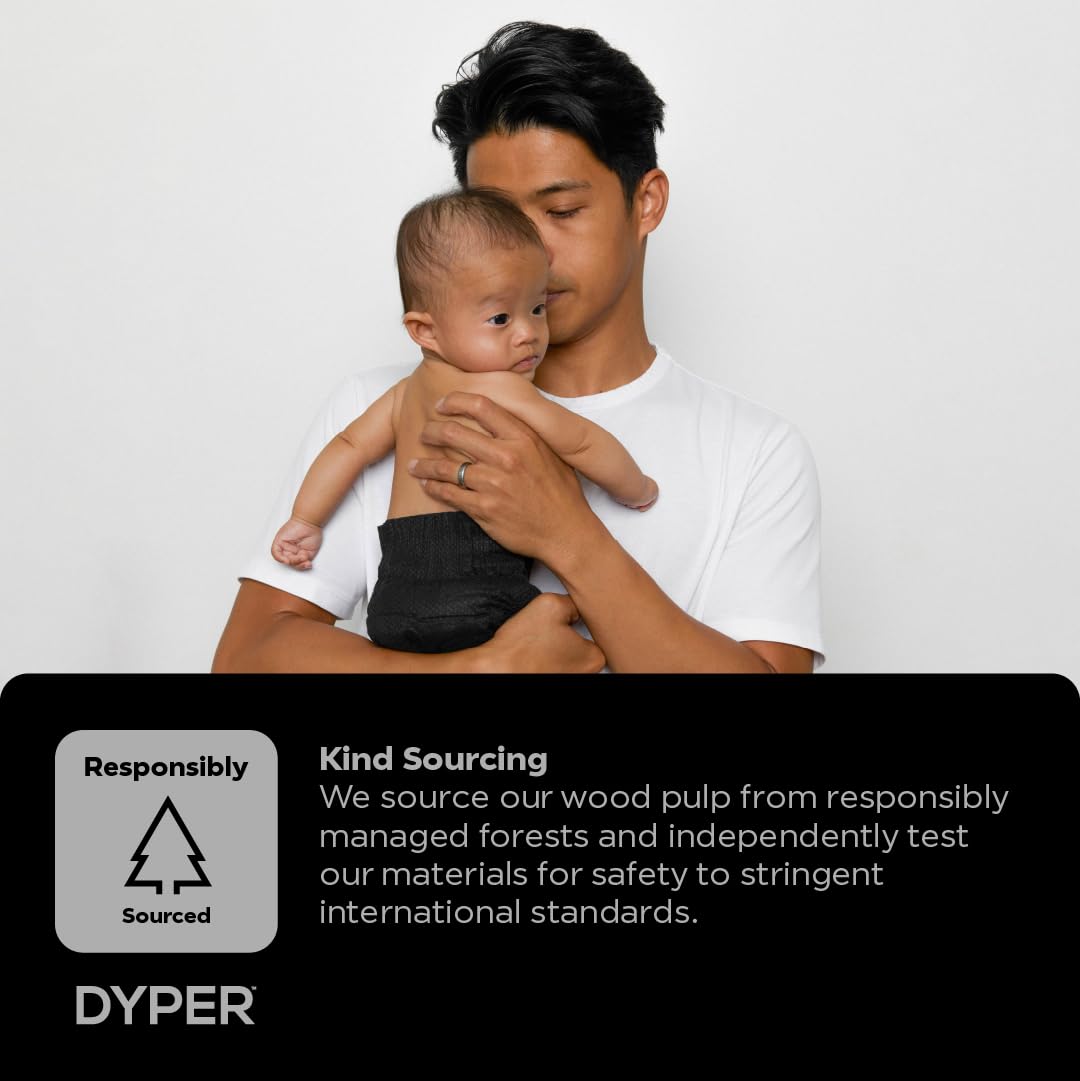 DYPER Charcoal Enhanced Diapers - Plant-Based Baby Diapers for Sensitive Skin | Hypoallergenic & Eco-Friendly | Size 1 (240 Count) | Day & Overnight Protection | Perfect for Newborns & Active Babies