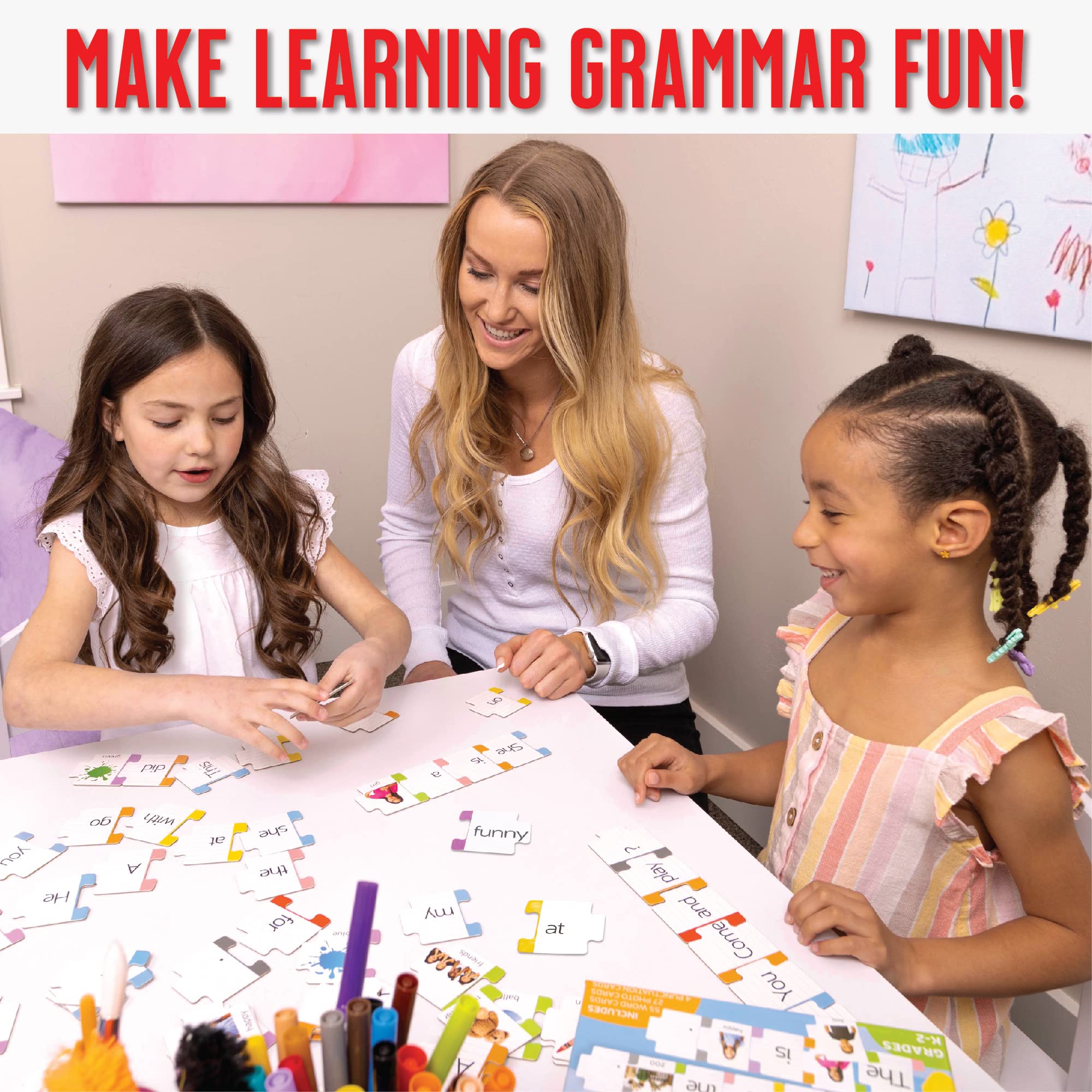 Hapinest Kids Sentence Building Game - Grammar & Speech Therapy for Kindergarten, 1st & 2nd Grade - Perfect for Classroom & Homeschool Learning Activities